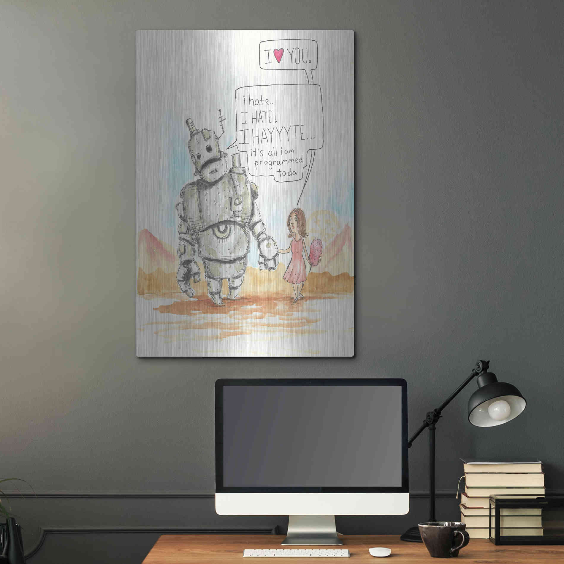 Luxe Metal Art 'I Hate' by Craig Snodgrass, Metal Wall Art,24x36