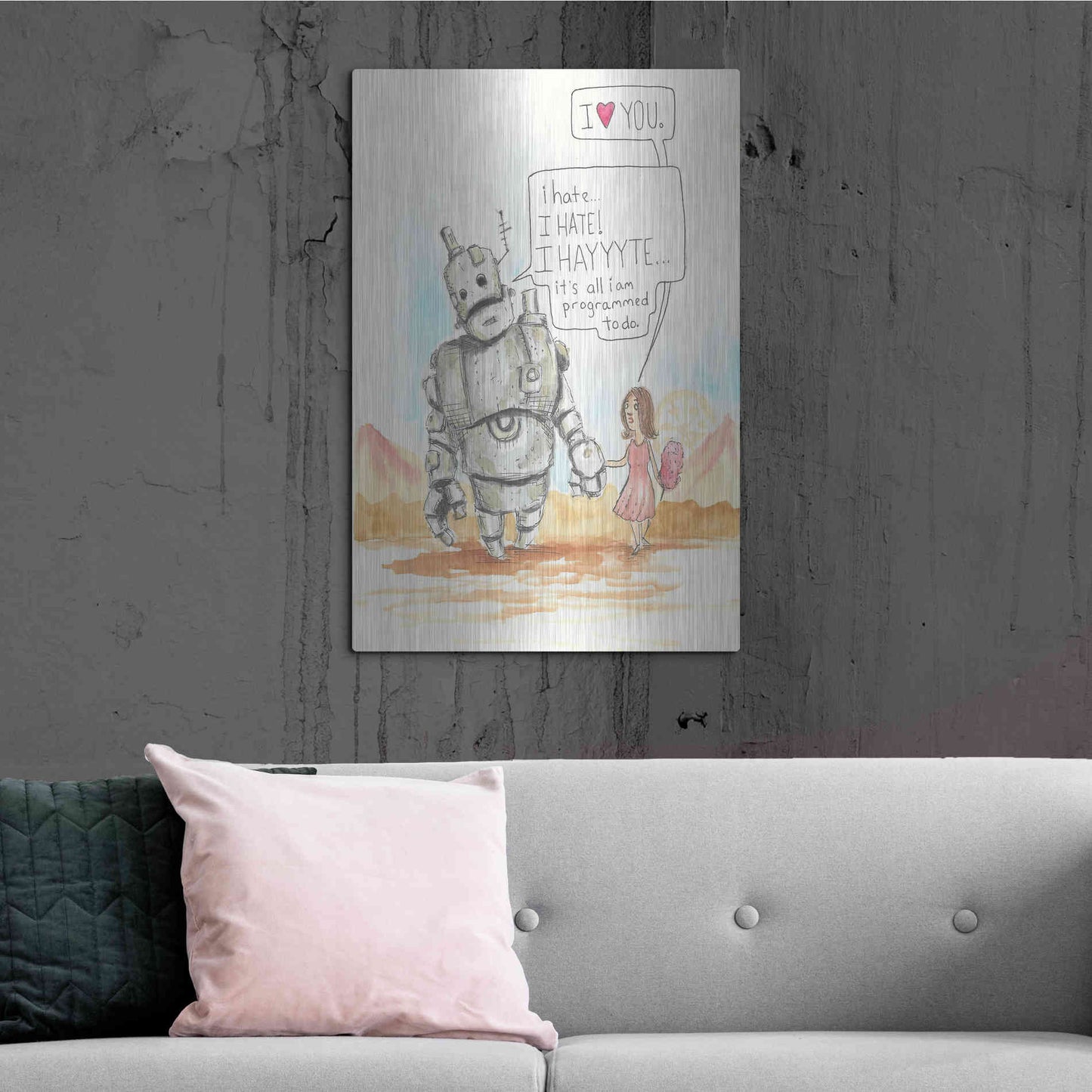 Luxe Metal Art 'I Hate' by Craig Snodgrass, Metal Wall Art,24x36