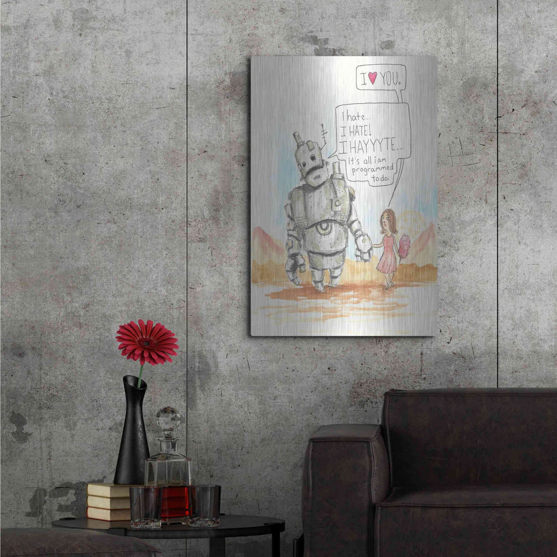 Luxe Metal Art 'I Hate' by Craig Snodgrass, Metal Wall Art,24x36