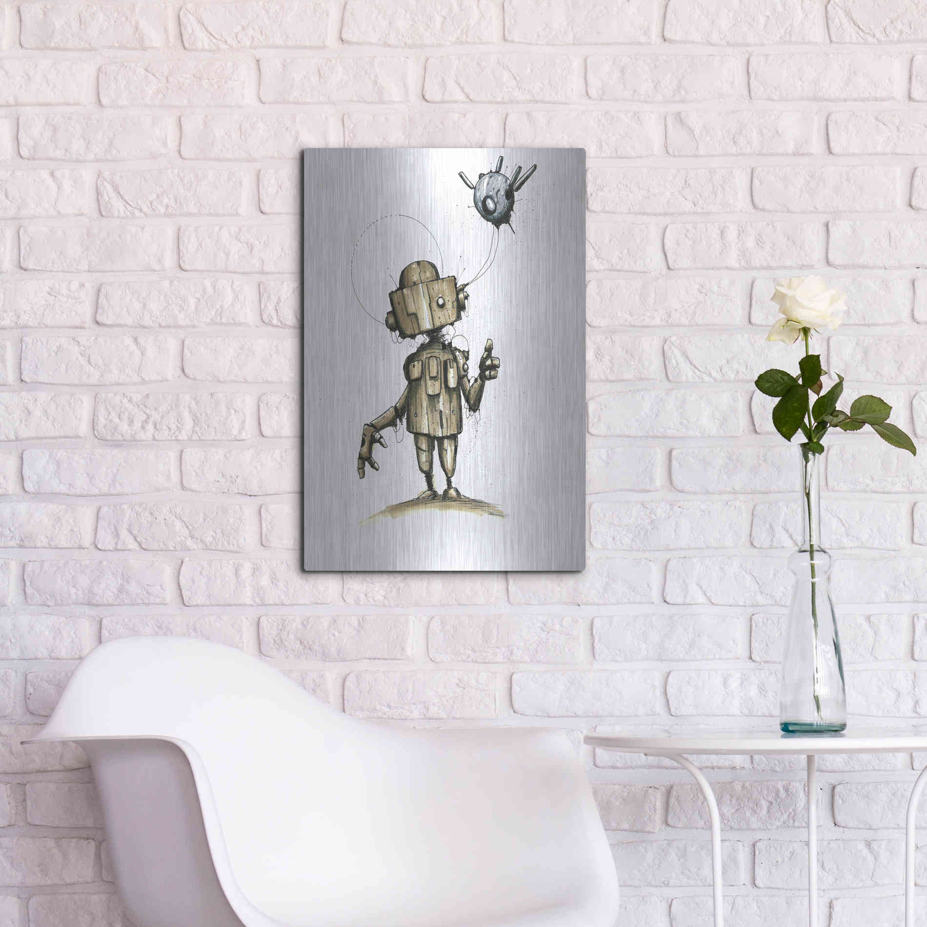 Luxe Metal Art 'Ink Bot 1.0' by Craig Snodgrass, Metal Wall Art,16x24