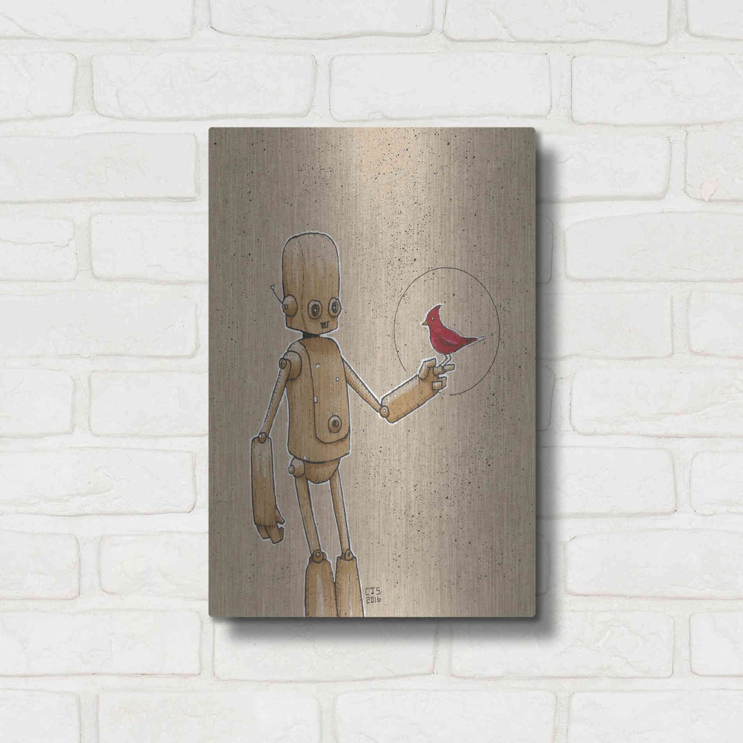 Luxe Metal Art 'Ink Bot Cardinal' by Craig Snodgrass, Metal Wall Art,12x16