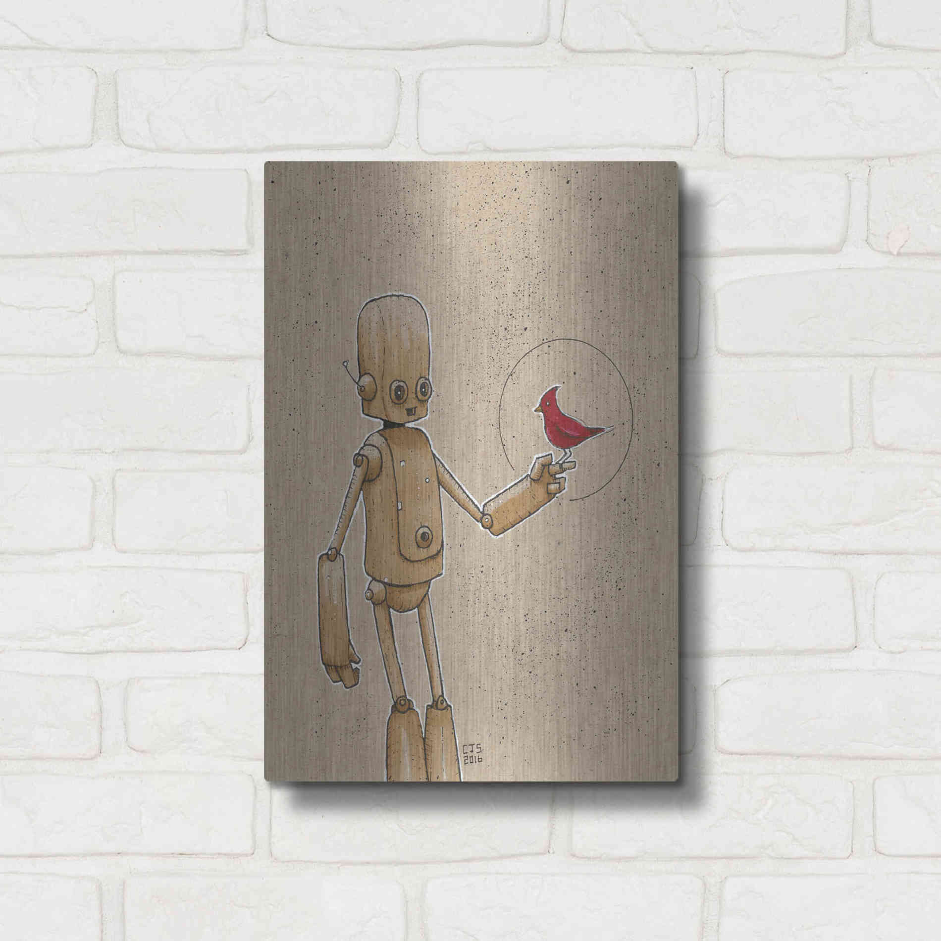 Luxe Metal Art 'Ink Bot Cardinal' by Craig Snodgrass, Metal Wall Art,12x16