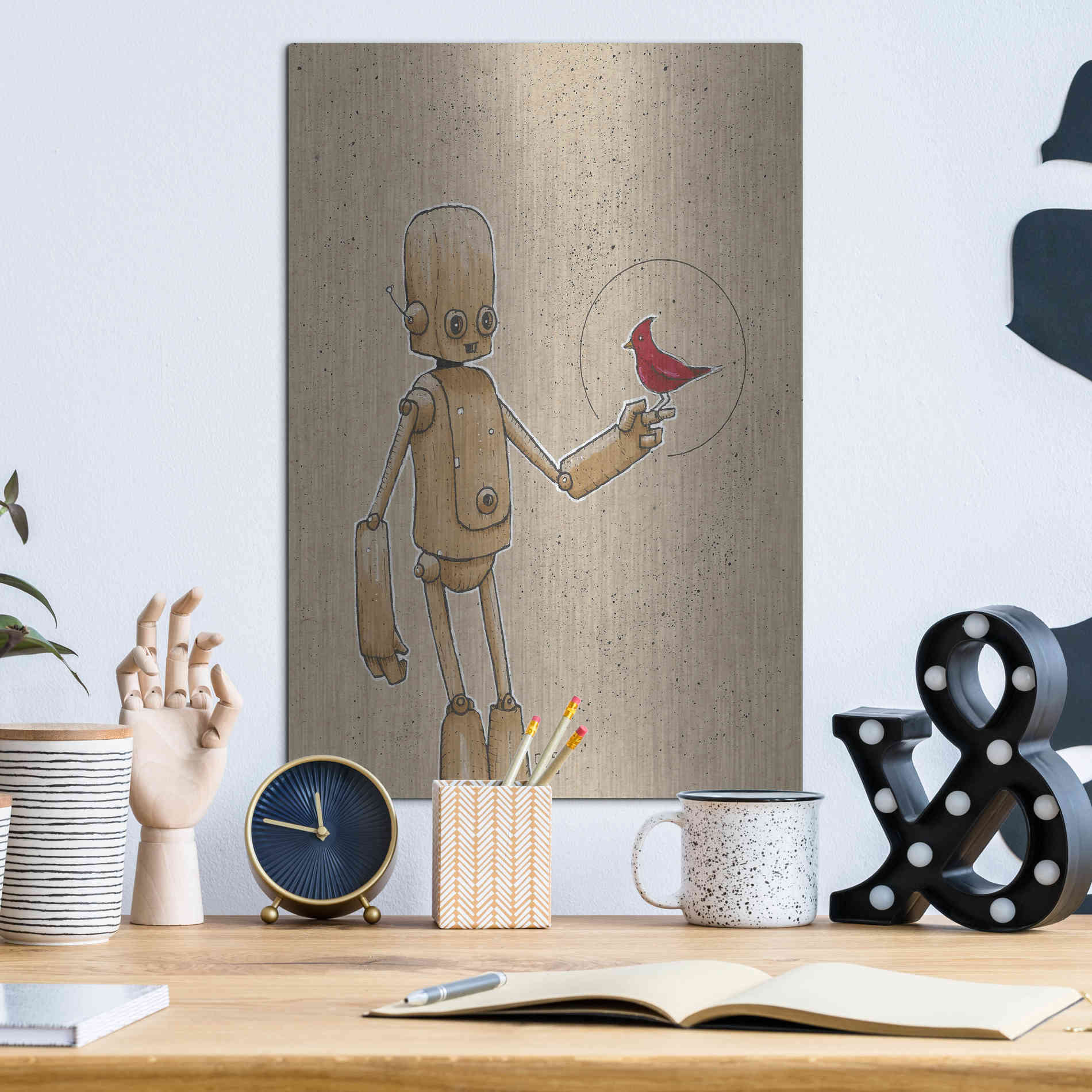 Luxe Metal Art 'Ink Bot Cardinal' by Craig Snodgrass, Metal Wall Art,12x16