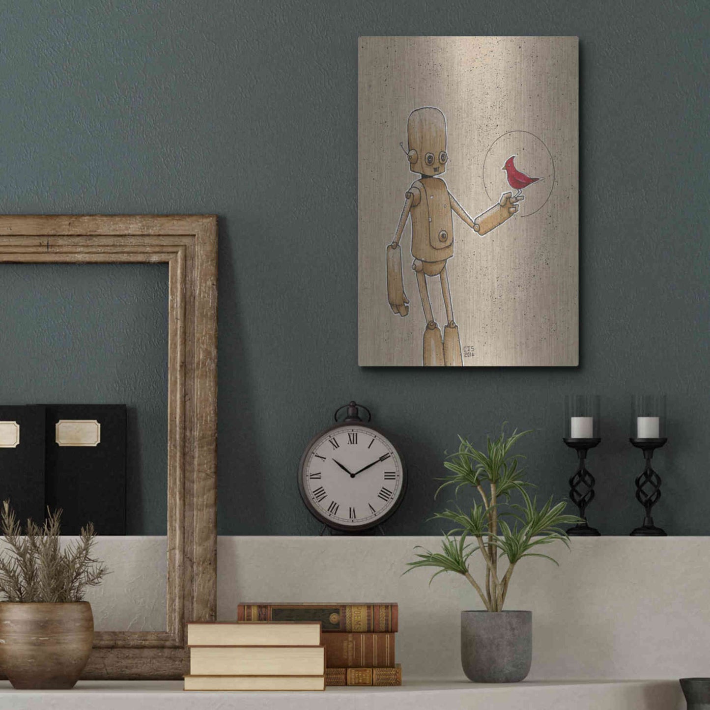 Luxe Metal Art 'Ink Bot Cardinal' by Craig Snodgrass, Metal Wall Art,12x16