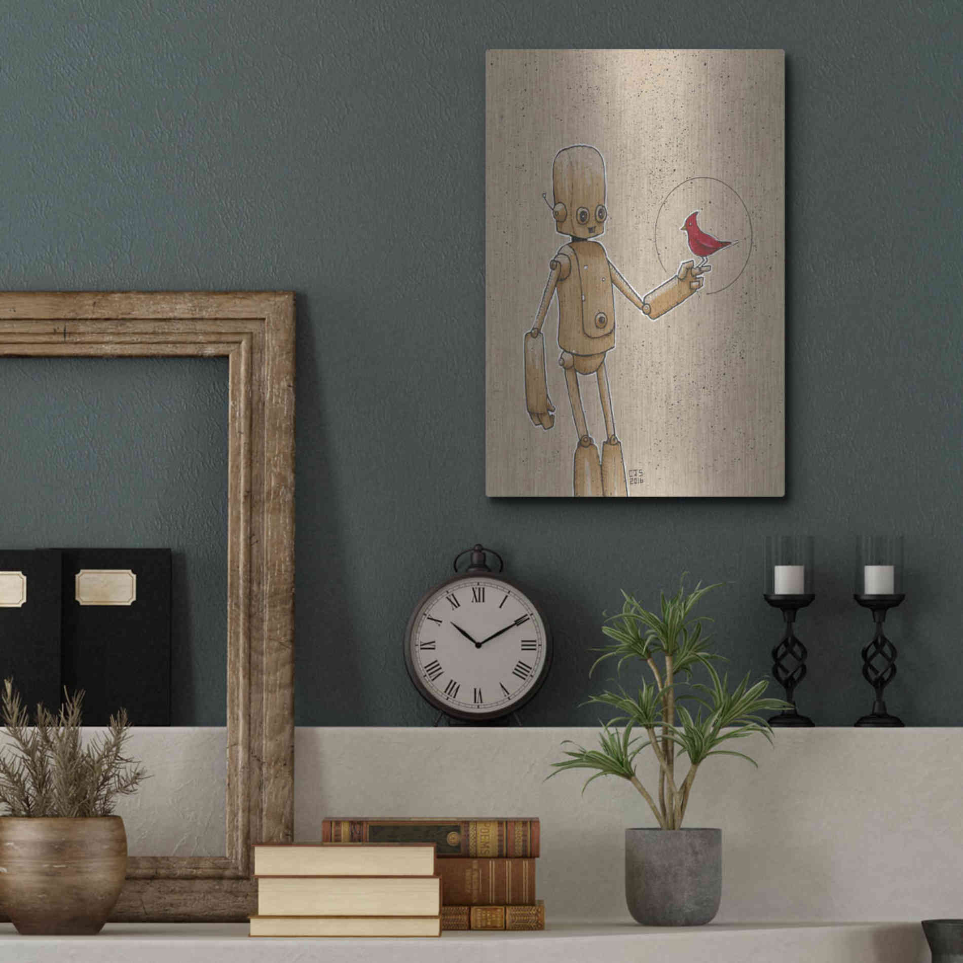 Luxe Metal Art 'Ink Bot Cardinal' by Craig Snodgrass, Metal Wall Art,12x16