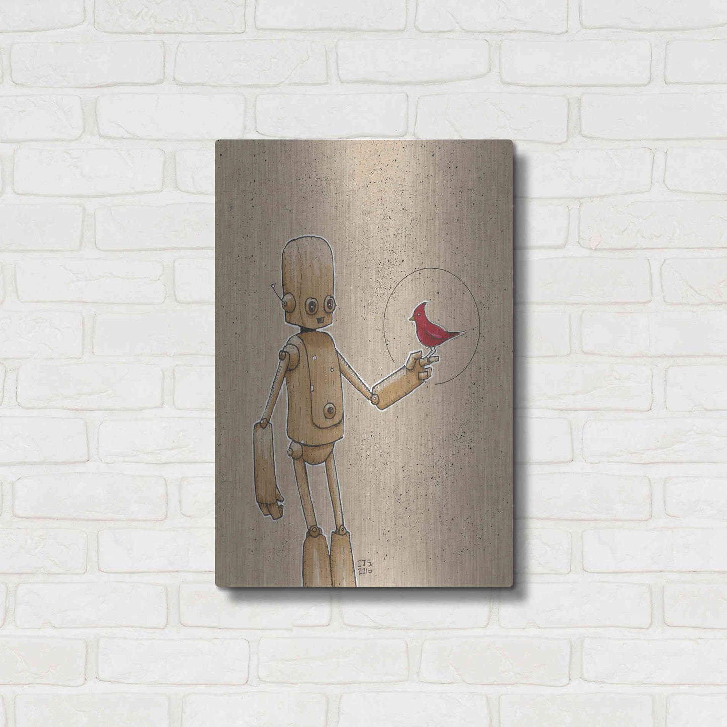 Luxe Metal Art 'Ink Bot Cardinal' by Craig Snodgrass, Metal Wall Art,16x24