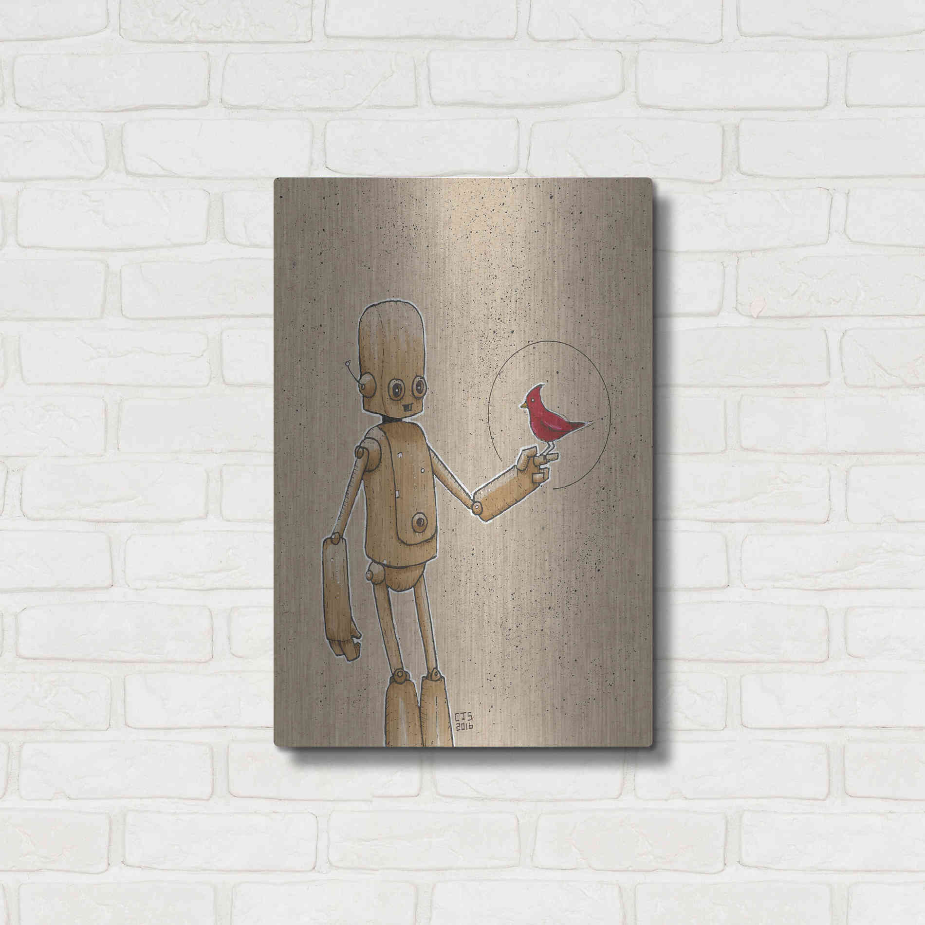 Luxe Metal Art 'Ink Bot Cardinal' by Craig Snodgrass, Metal Wall Art,16x24