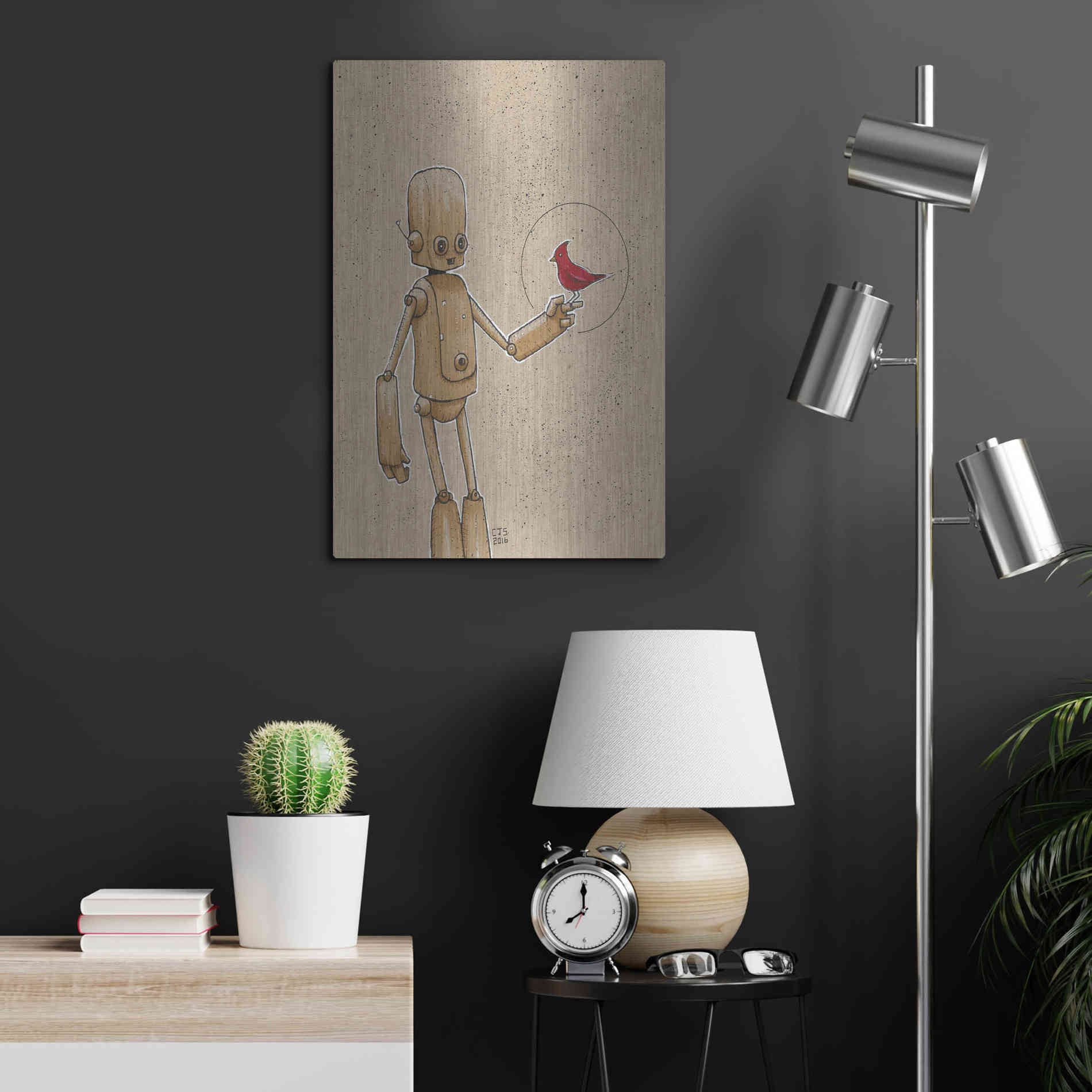 Luxe Metal Art 'Ink Bot Cardinal' by Craig Snodgrass, Metal Wall Art,16x24