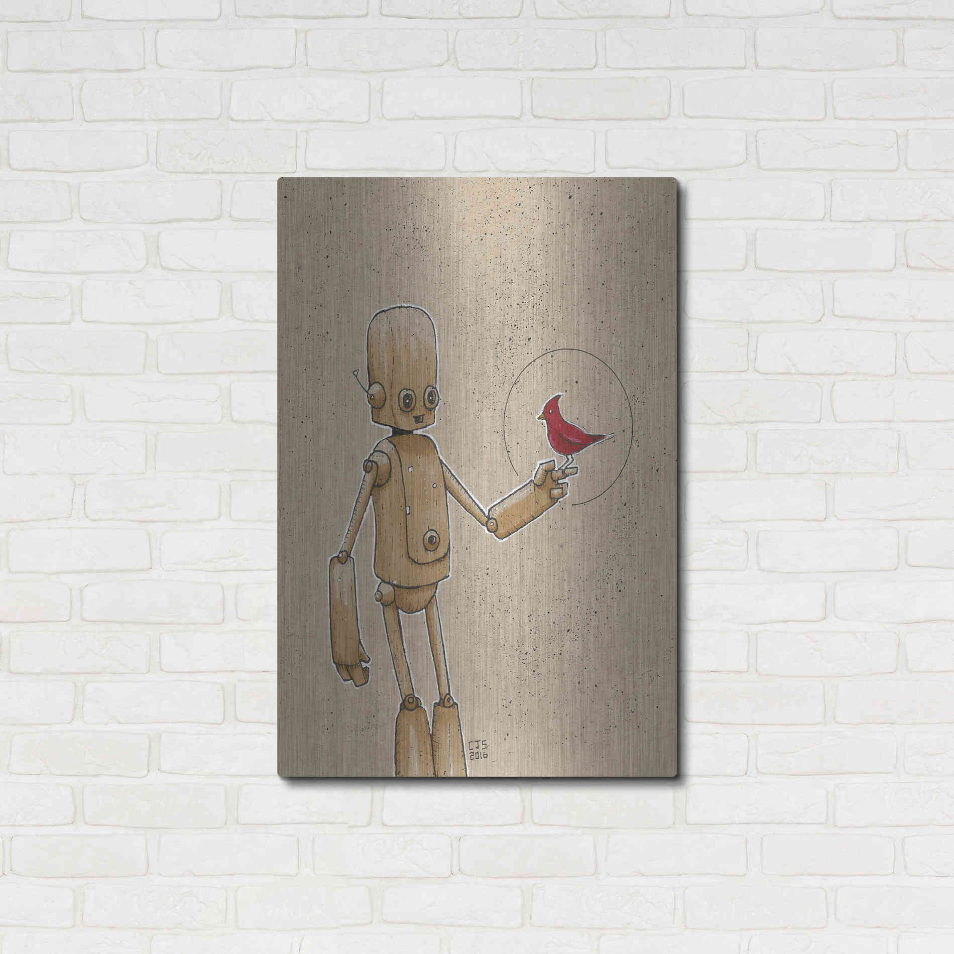 Luxe Metal Art 'Ink Bot Cardinal' by Craig Snodgrass, Metal Wall Art,24x36