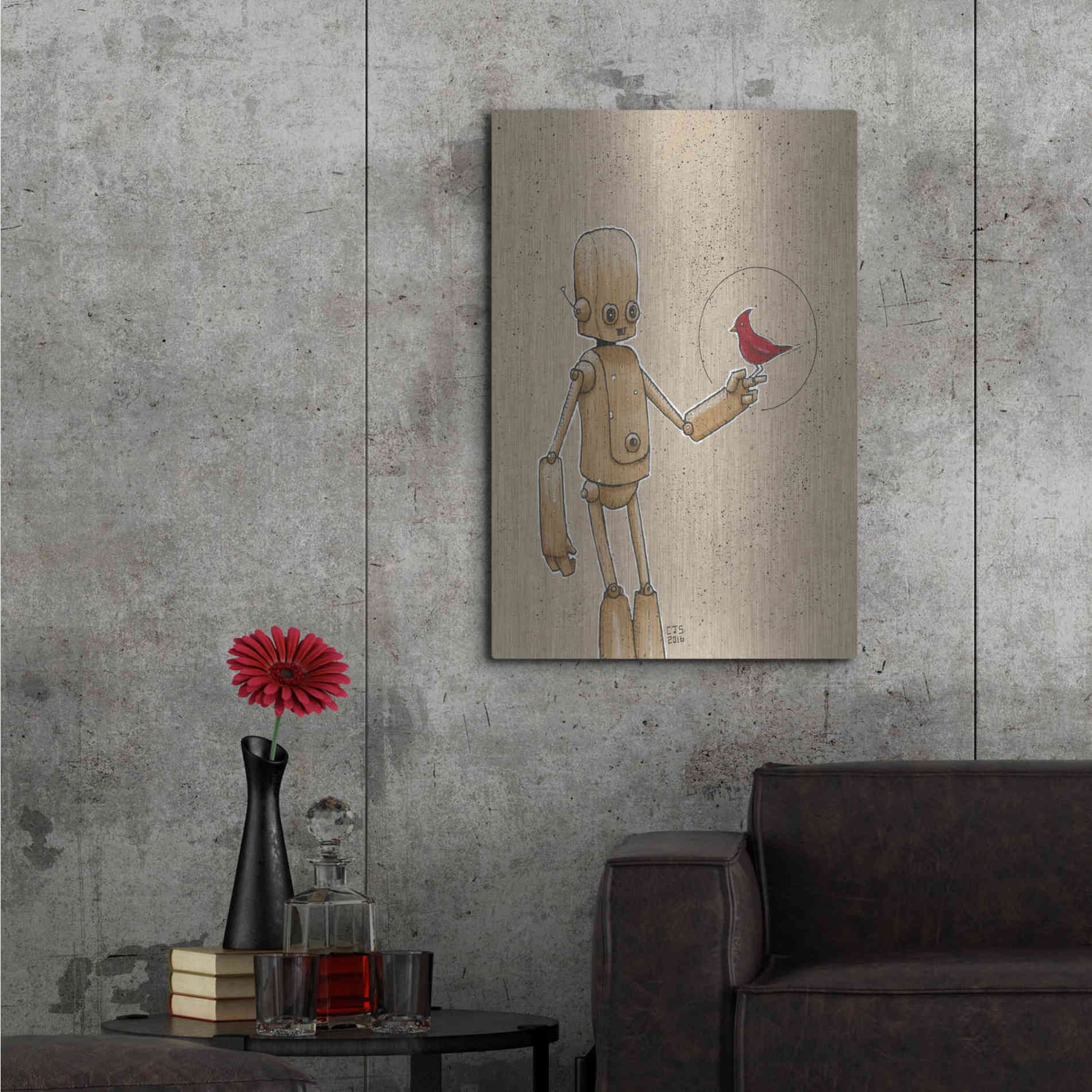 Luxe Metal Art 'Ink Bot Cardinal' by Craig Snodgrass, Metal Wall Art,24x36
