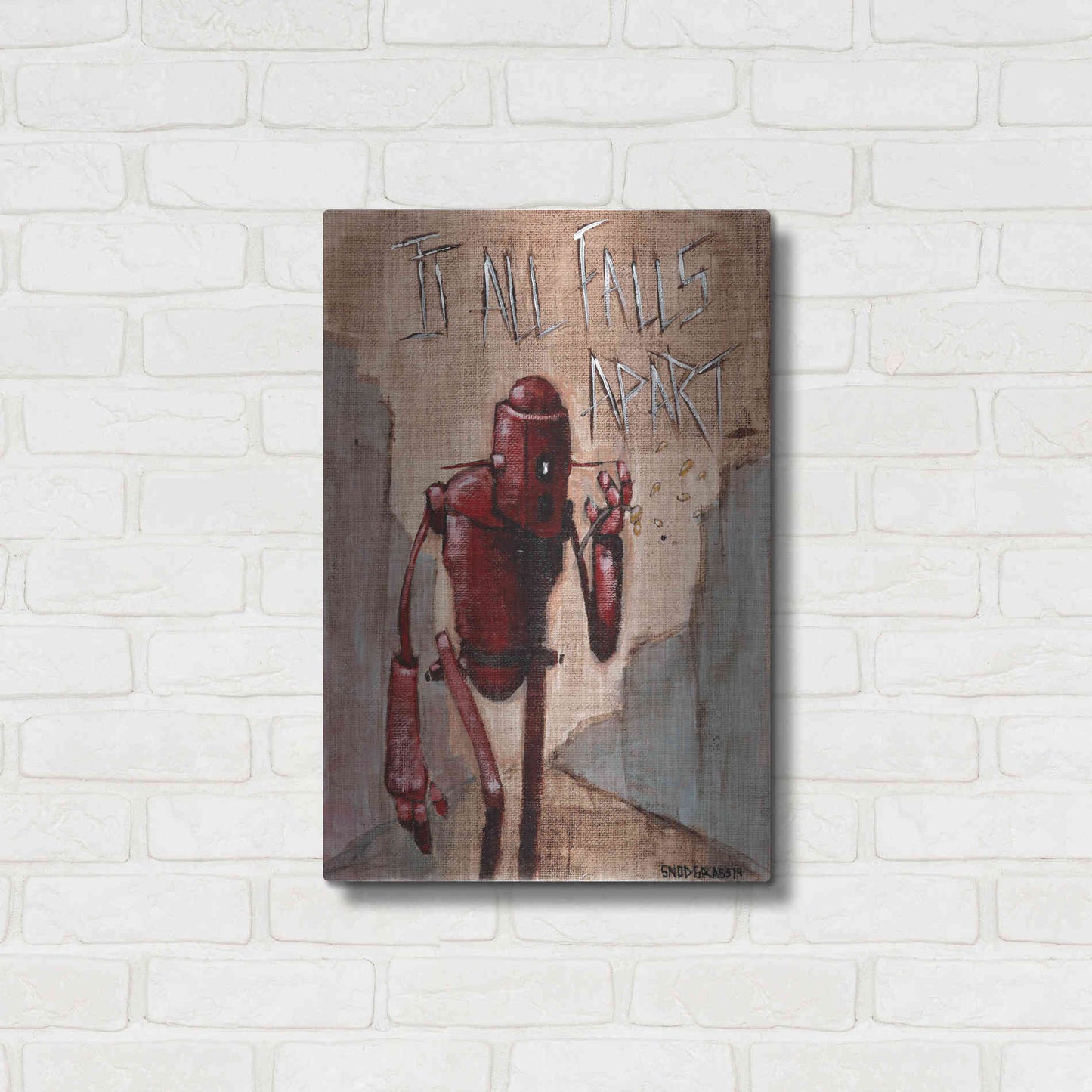 Luxe Metal Art 'It All Falls Apart' by Craig Snodgrass, Metal Wall Art,16x24