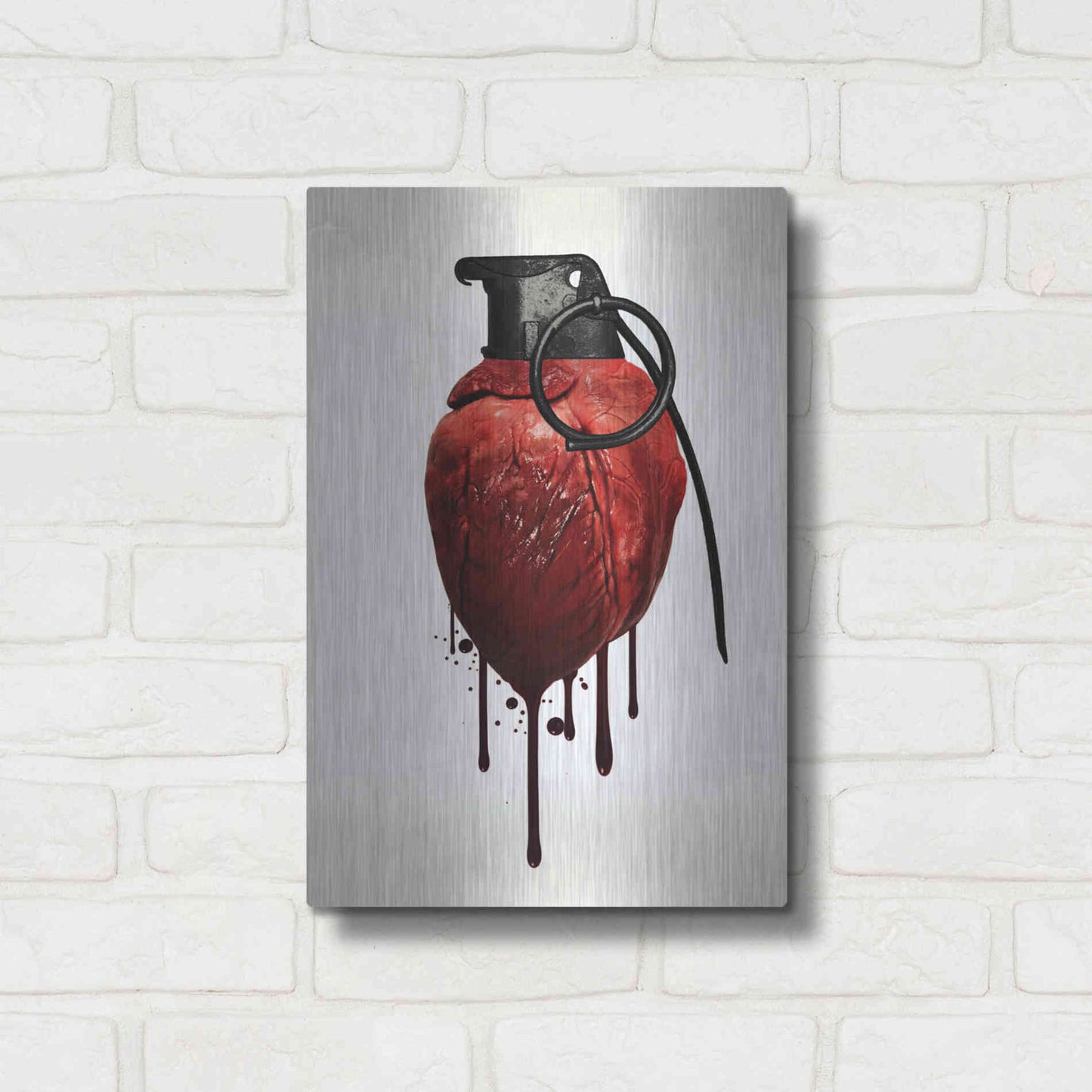 Luxe Metal Art 'Heart Grenade' by Nicklas Gustafsson, Metal Wall Art,12x16