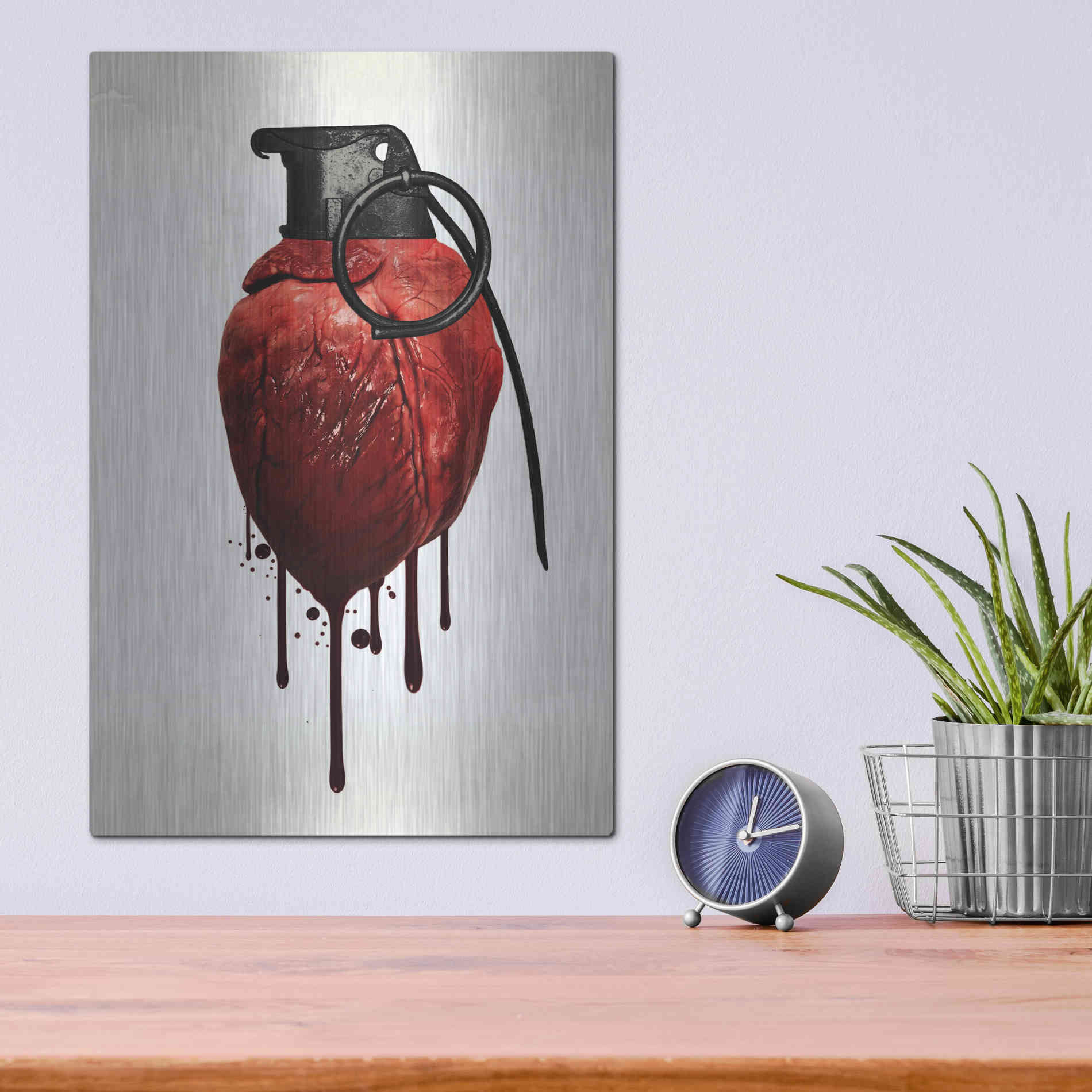 Luxe Metal Art 'Heart Grenade' by Nicklas Gustafsson, Metal Wall Art,12x16