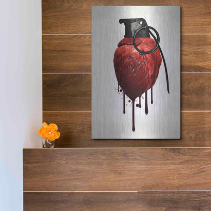 Luxe Metal Art 'Heart Grenade' by Nicklas Gustafsson, Metal Wall Art,12x16