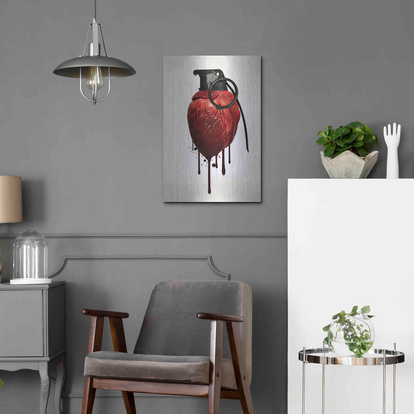 Luxe Metal Art 'Heart Grenade' by Nicklas Gustafsson, Metal Wall Art,16x24