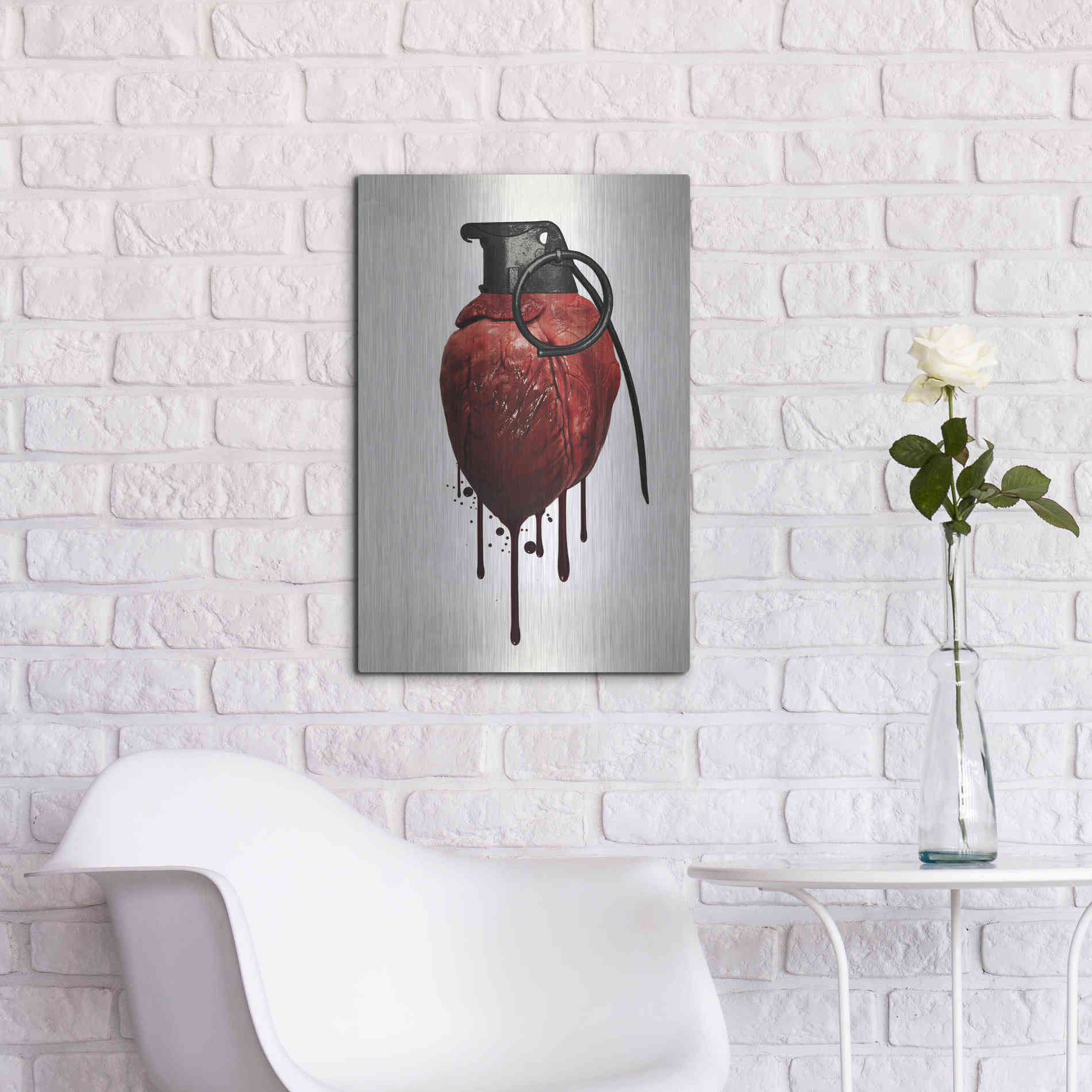 Luxe Metal Art 'Heart Grenade' by Nicklas Gustafsson, Metal Wall Art,16x24