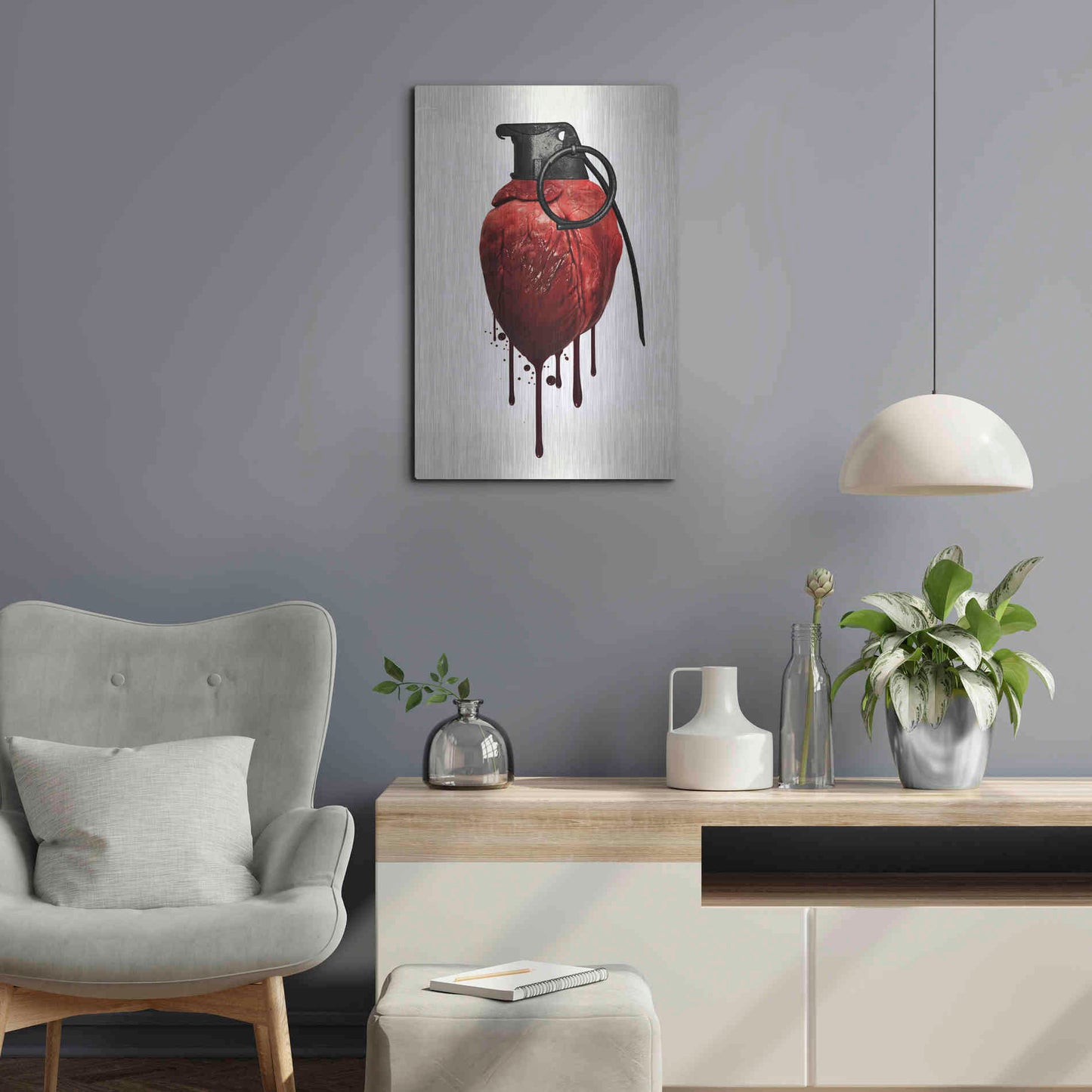 Luxe Metal Art 'Heart Grenade' by Nicklas Gustafsson, Metal Wall Art,16x24