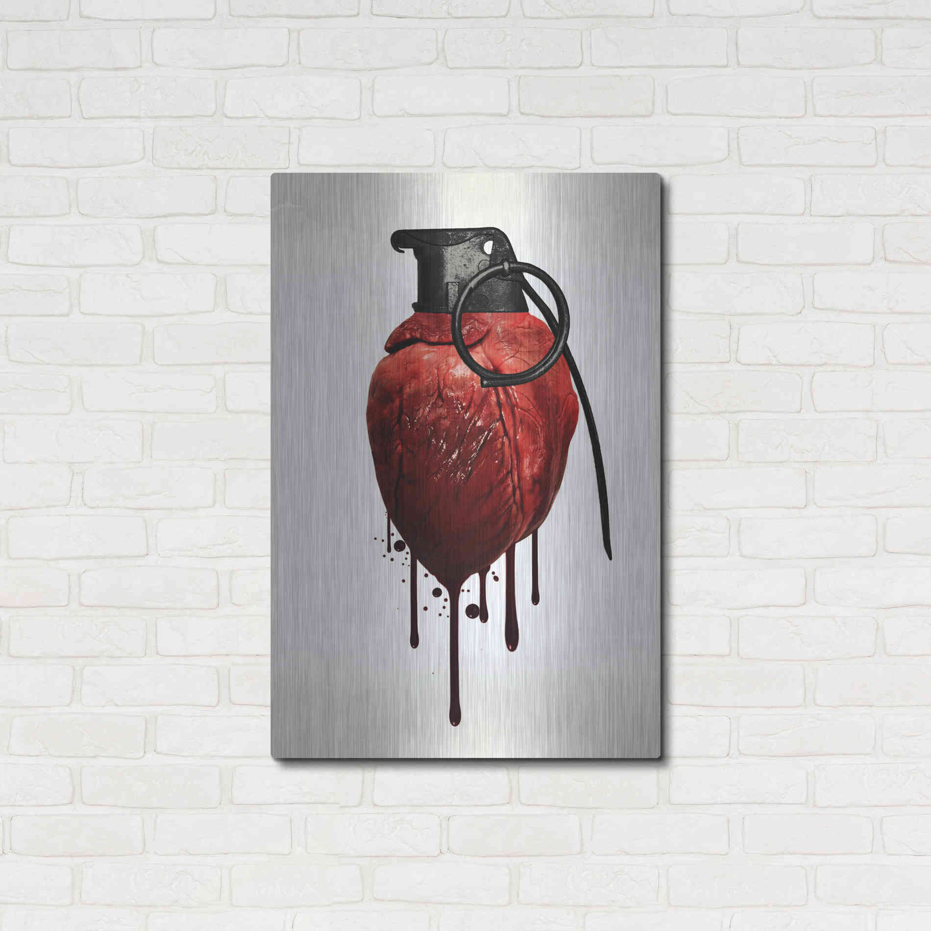 Luxe Metal Art 'Heart Grenade' by Nicklas Gustafsson, Metal Wall Art,24x36