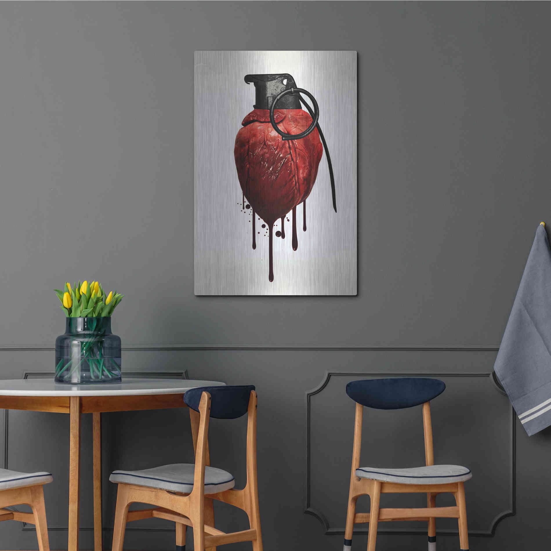 Luxe Metal Art 'Heart Grenade' by Nicklas Gustafsson, Metal Wall Art,24x36