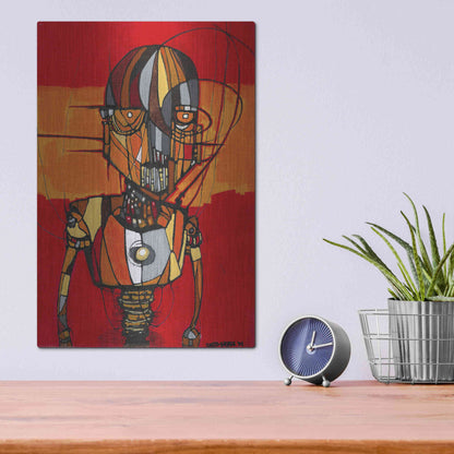 Luxe Metal Art 'Segmented Man Orange' by Craig Snodgrass, Metal Wall Art,12x16