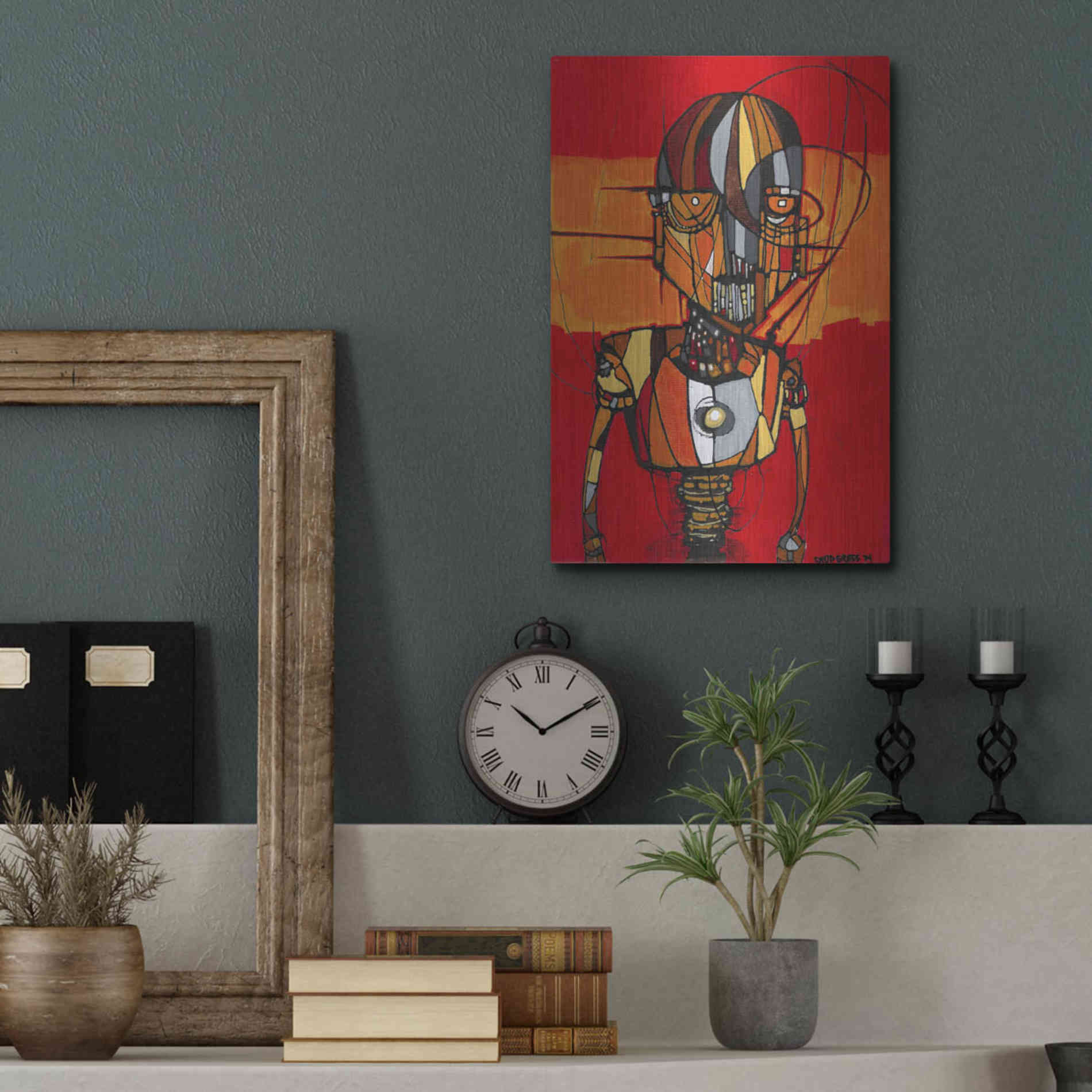 Luxe Metal Art 'Segmented Man Orange' by Craig Snodgrass, Metal Wall Art,12x16