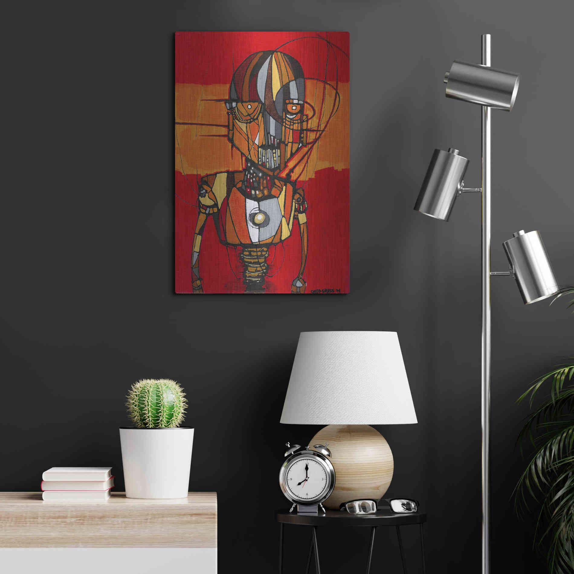 Luxe Metal Art 'Segmented Man Orange' by Craig Snodgrass, Metal Wall Art,16x24