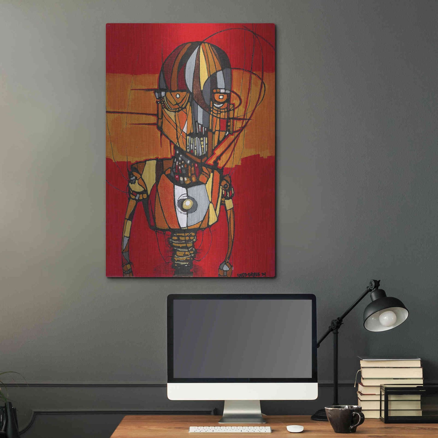 Luxe Metal Art 'Segmented Man Orange' by Craig Snodgrass, Metal Wall Art,24x36