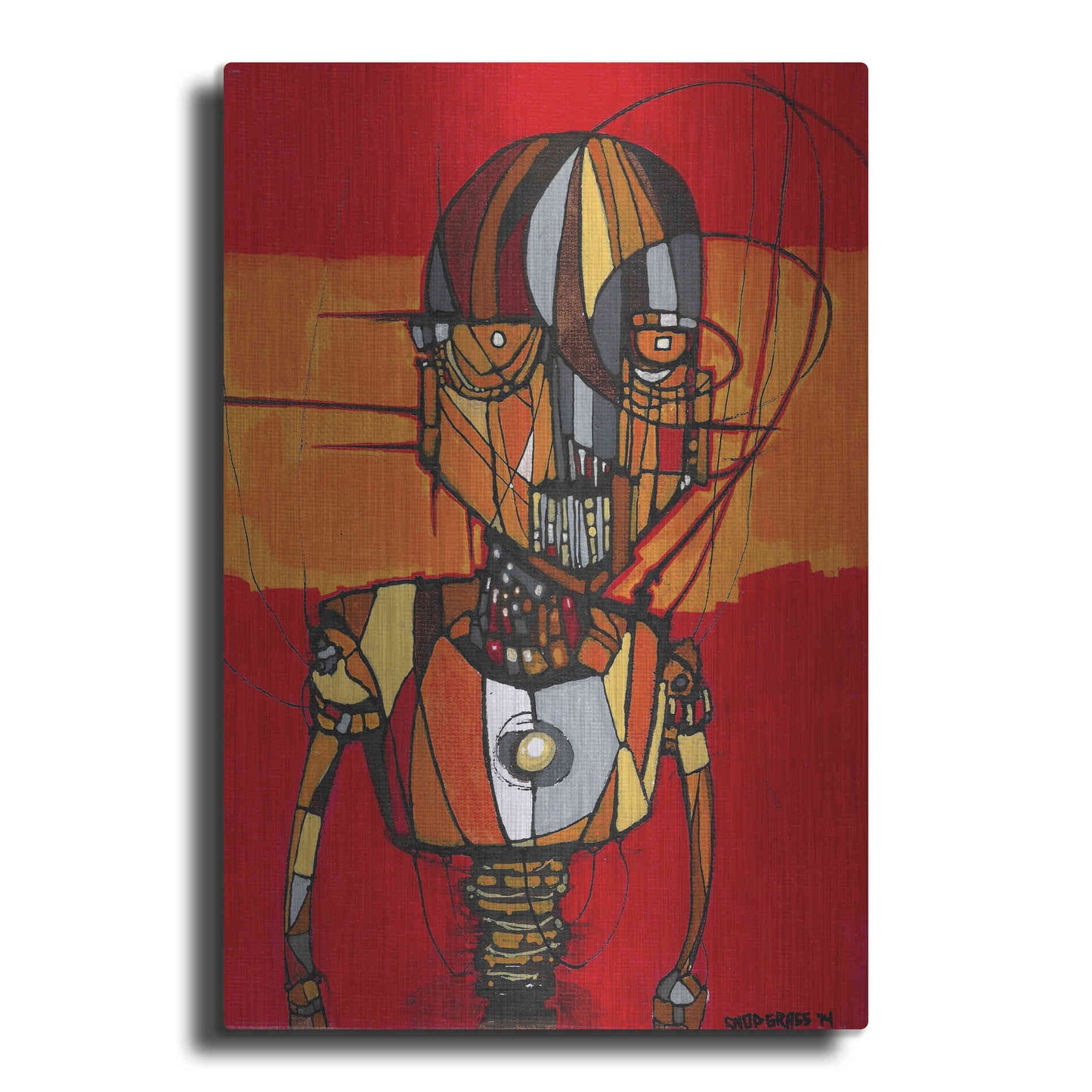 Luxe Metal Art 'Segmented Man Orange' by Craig Snodgrass, Metal Wall Art