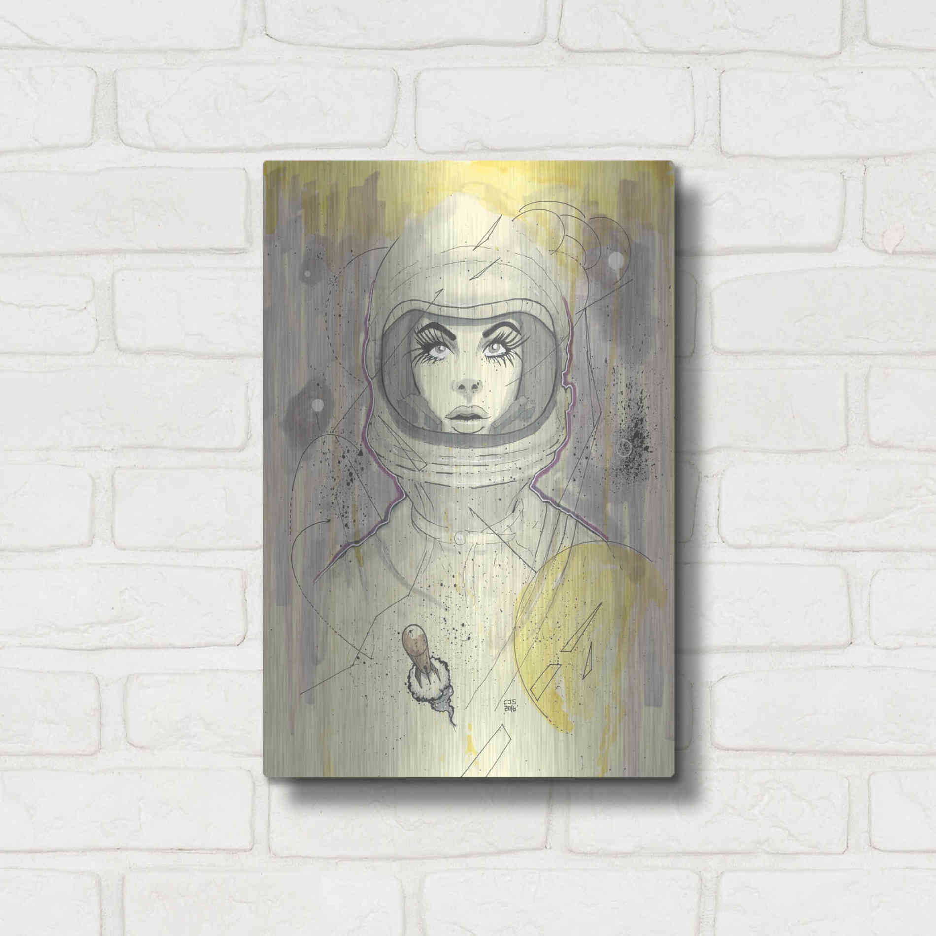 Luxe Metal Art 'Space Queen Gold' by Craig Snodgrass, Metal Wall Art,12x16