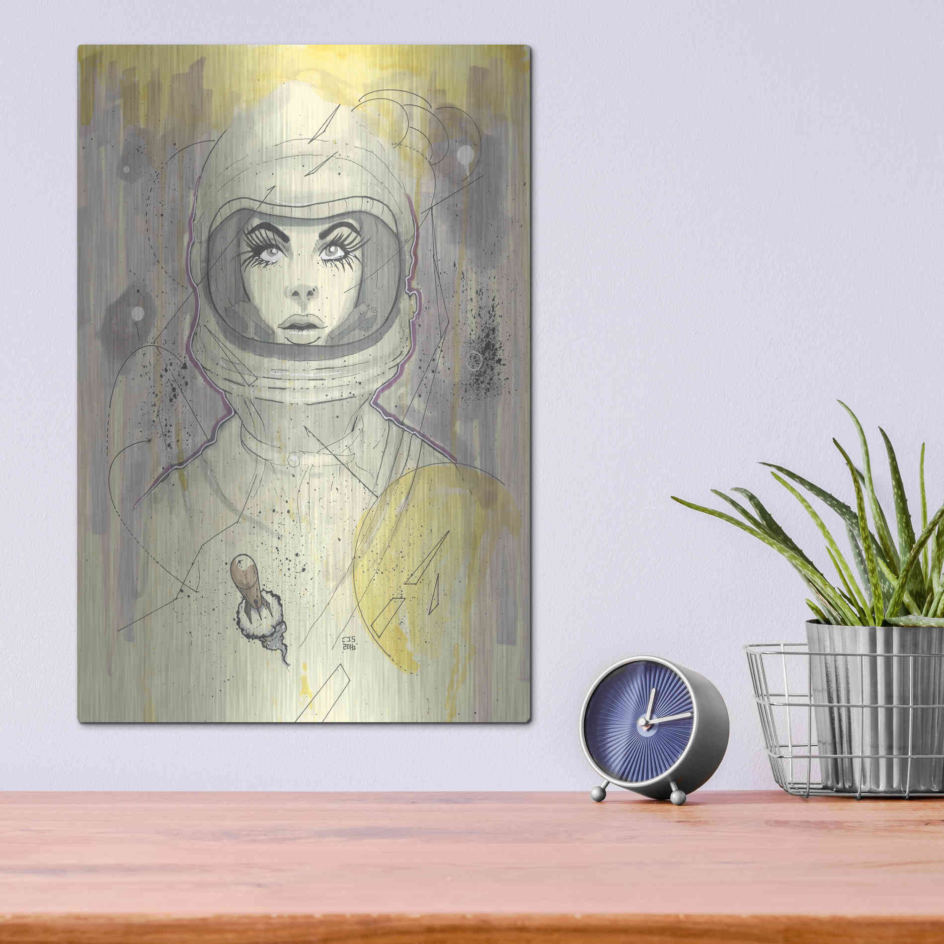 Luxe Metal Art 'Space Queen Gold' by Craig Snodgrass, Metal Wall Art,12x16