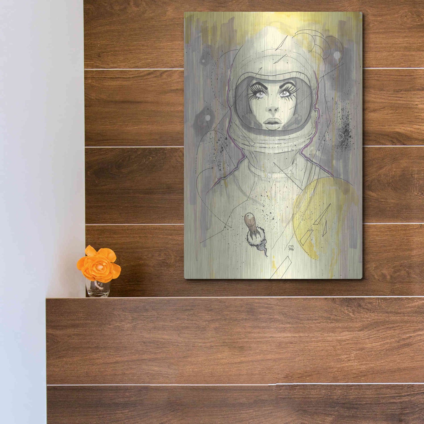 Luxe Metal Art 'Space Queen Gold' by Craig Snodgrass, Metal Wall Art,12x16