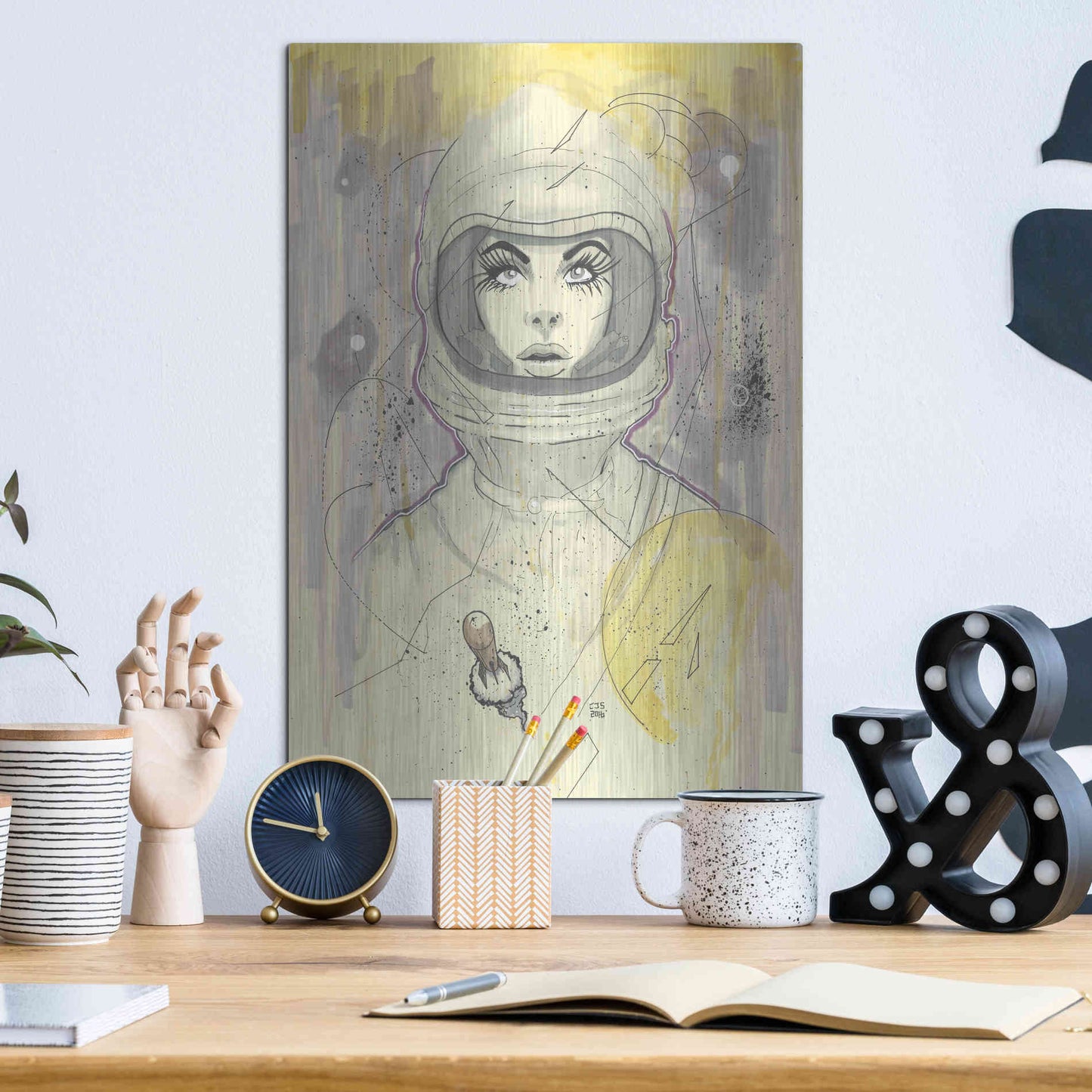 Luxe Metal Art 'Space Queen Gold' by Craig Snodgrass, Metal Wall Art,12x16