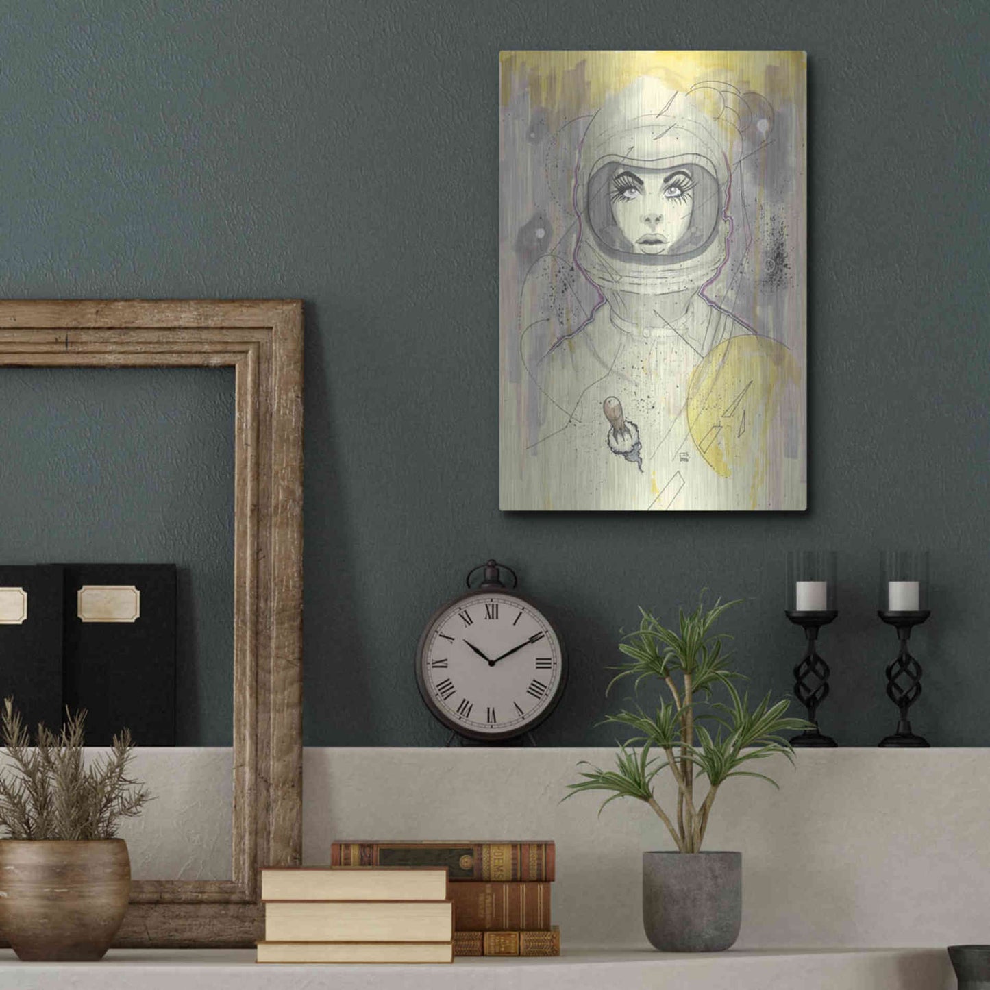 Luxe Metal Art 'Space Queen Gold' by Craig Snodgrass, Metal Wall Art,12x16