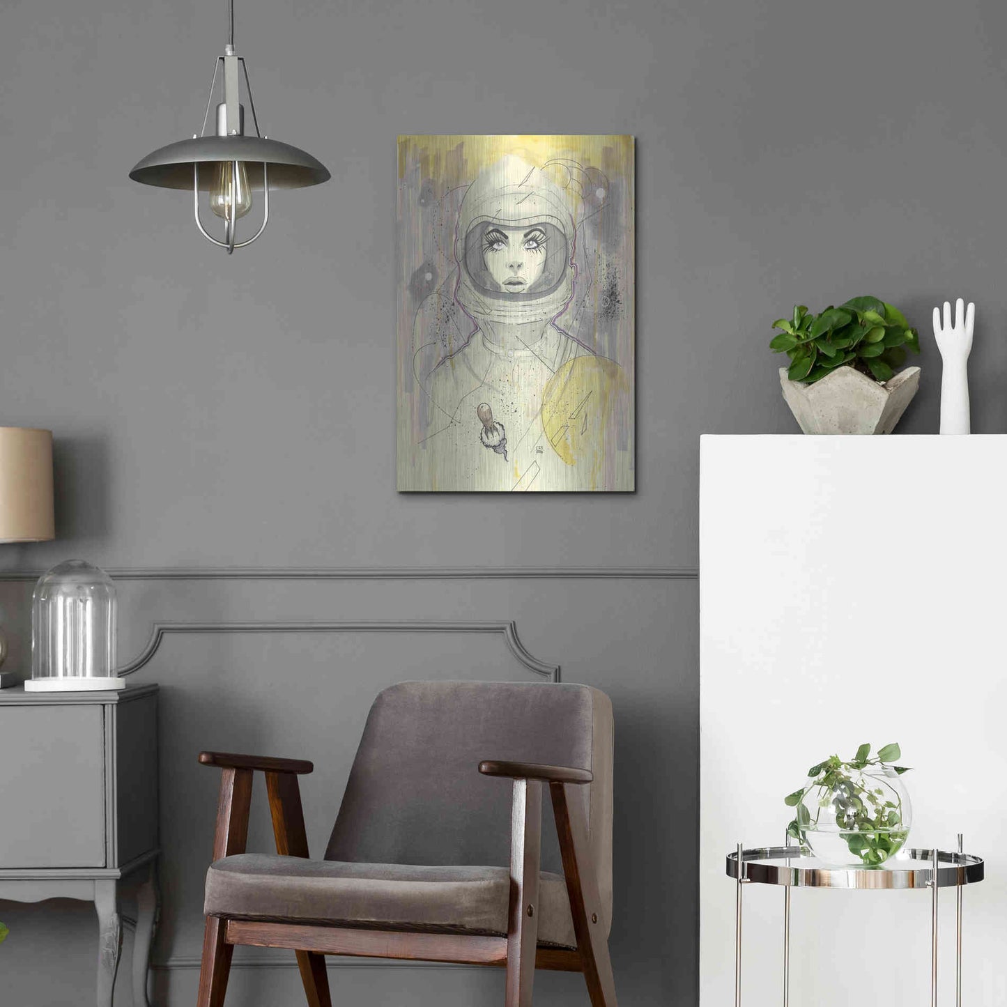 Luxe Metal Art 'Space Queen Gold' by Craig Snodgrass, Metal Wall Art,16x24