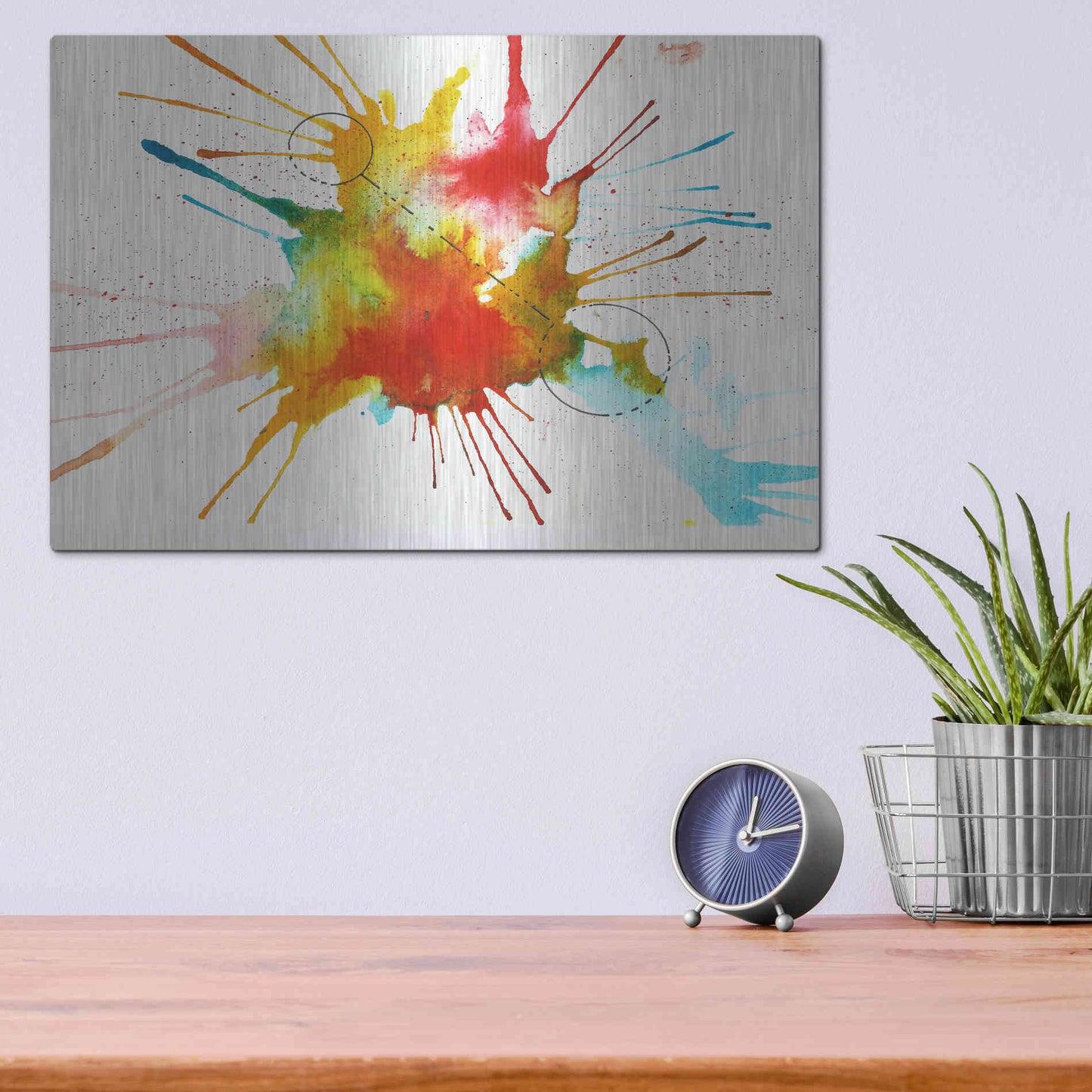 Luxe Metal Art 'Watercolor Splat' by Craig Snodgrass, Metal Wall Art,16x12