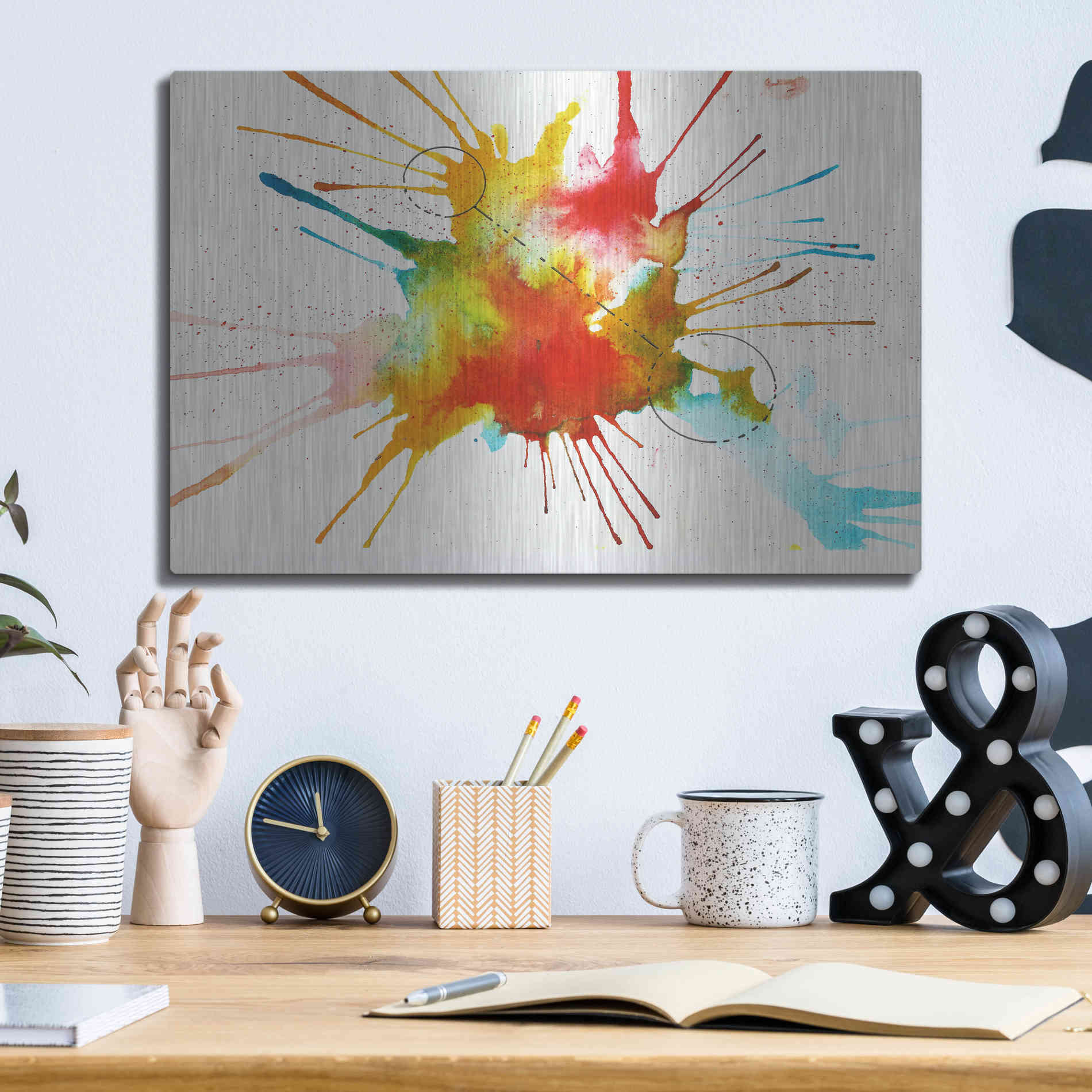 Luxe Metal Art 'Watercolor Splat' by Craig Snodgrass, Metal Wall Art,16x12