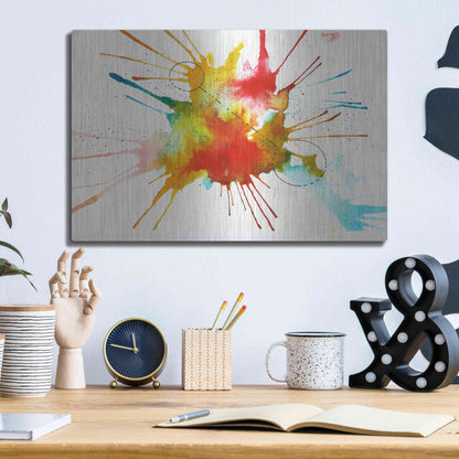 Luxe Metal Art 'Watercolor Splat' by Craig Snodgrass, Metal Wall Art,16x12