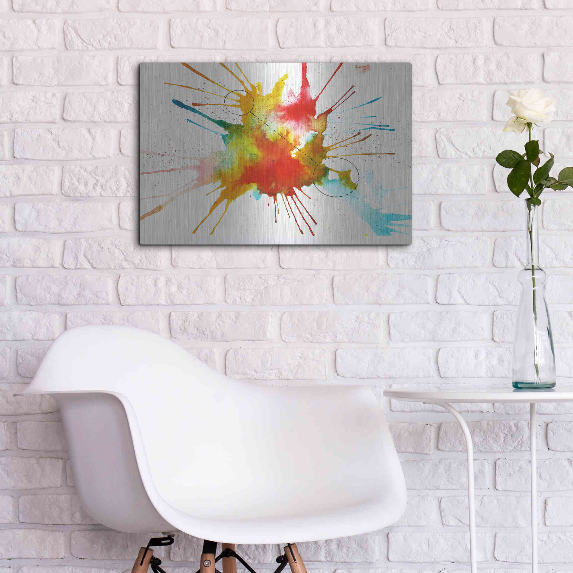 Luxe Metal Art 'Watercolor Splat' by Craig Snodgrass, Metal Wall Art,24x16