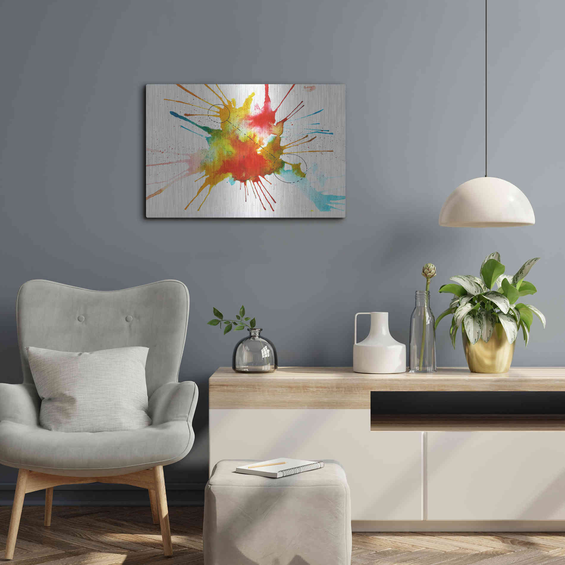Luxe Metal Art 'Watercolor Splat' by Craig Snodgrass, Metal Wall Art,24x16