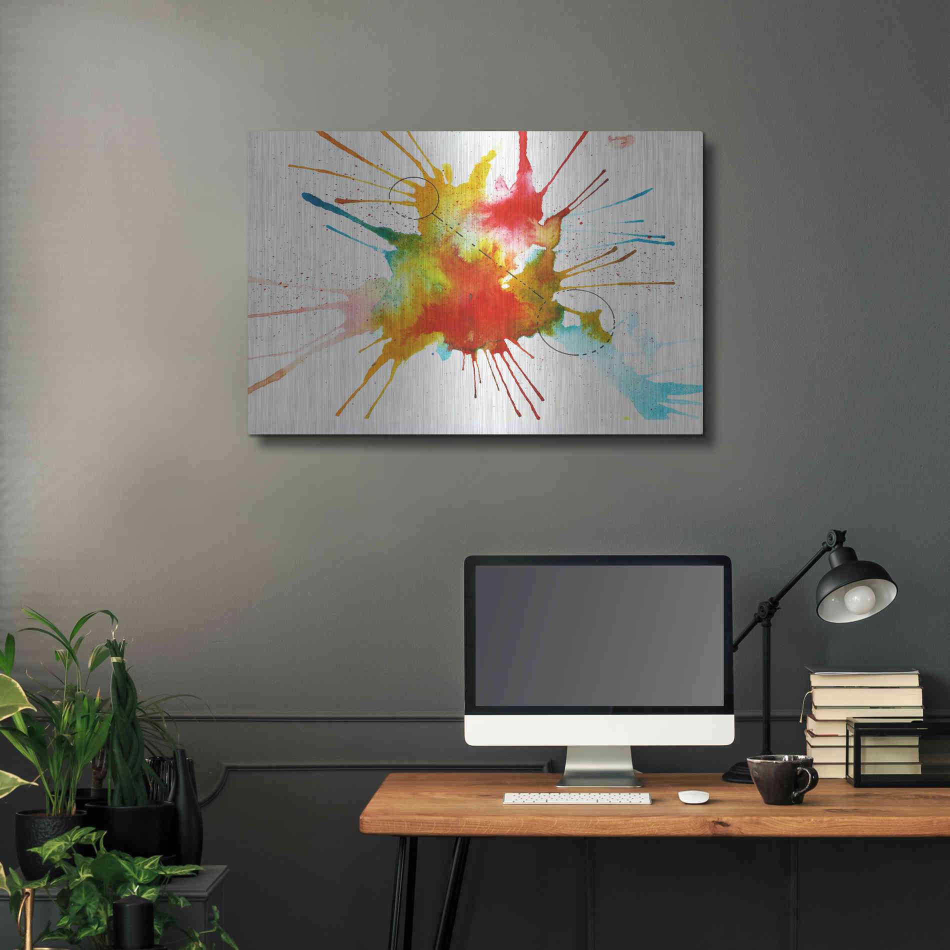Luxe Metal Art 'Watercolor Splat' by Craig Snodgrass, Metal Wall Art,36x24