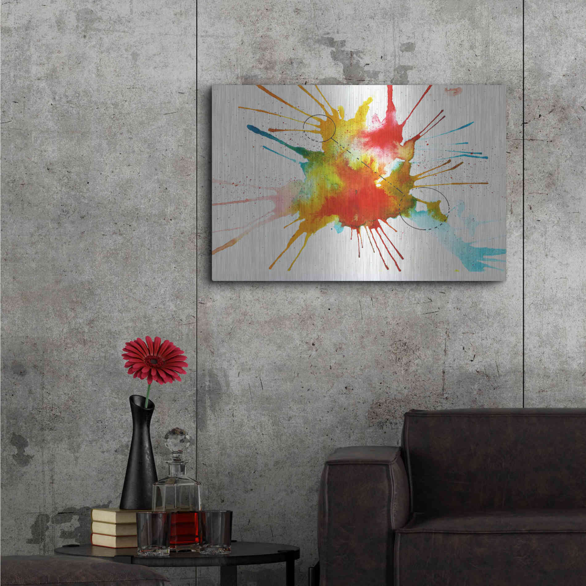 Luxe Metal Art 'Watercolor Splat' by Craig Snodgrass, Metal Wall Art,36x24