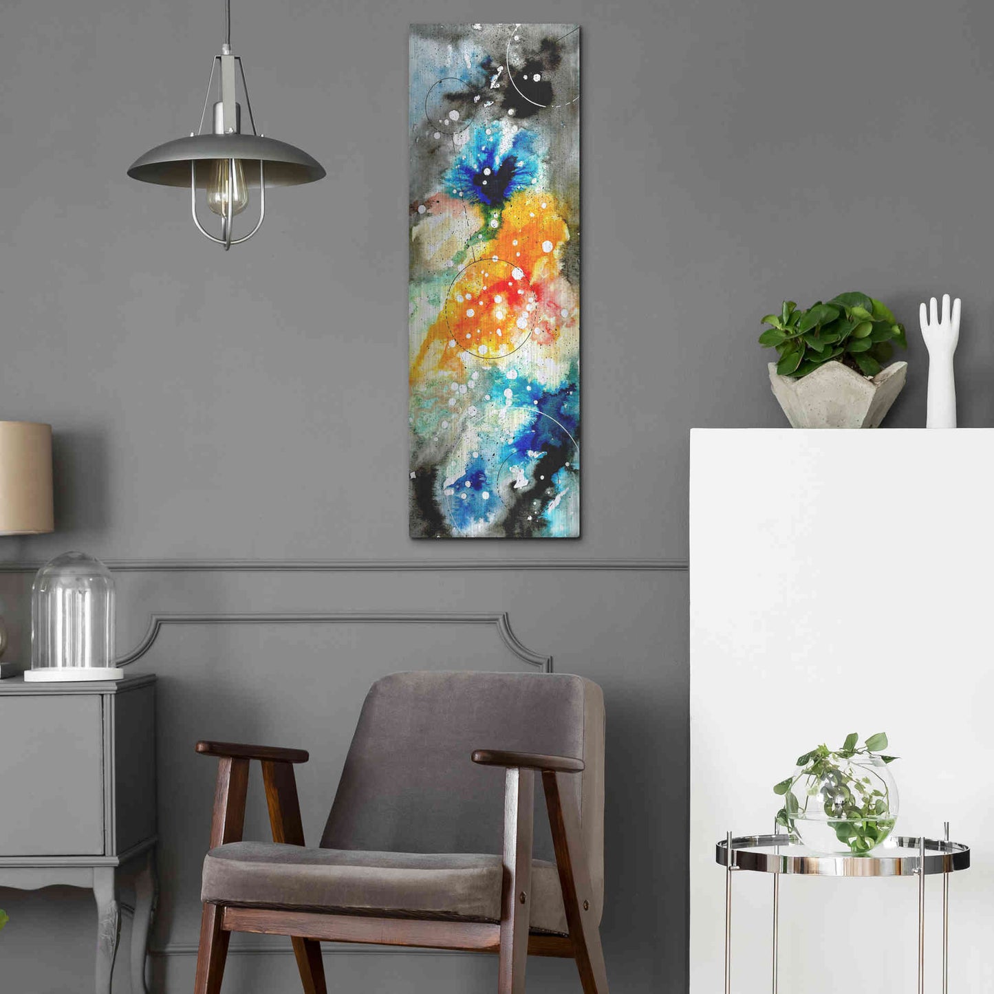 Luxe Metal Art 'Watercolor Nebula 1.0' by Craig Snodgrass, Metal Wall Art,12x36