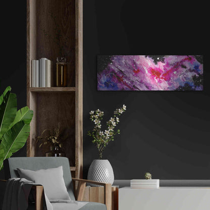 Luxe Metal Art 'Watercolor Nebula Fushia' by Craig Snodgrass, Metal Wall Art,36x12