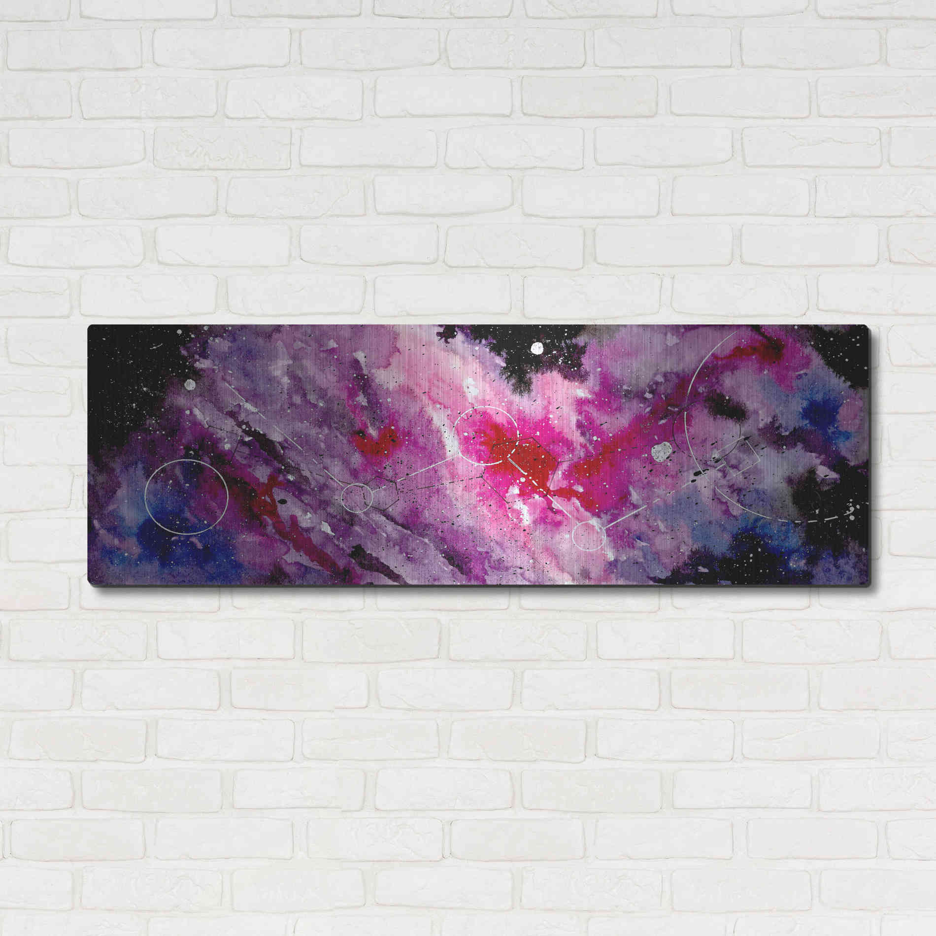 Luxe Metal Art 'Watercolor Nebula Fushia' by Craig Snodgrass, Metal Wall Art,48x16