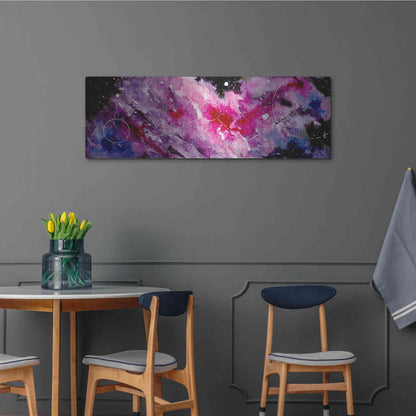 Luxe Metal Art 'Watercolor Nebula Fushia' by Craig Snodgrass, Metal Wall Art,48x16