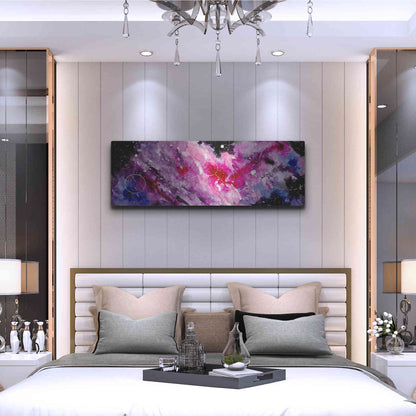 Luxe Metal Art 'Watercolor Nebula Fushia' by Craig Snodgrass, Metal Wall Art,48x16