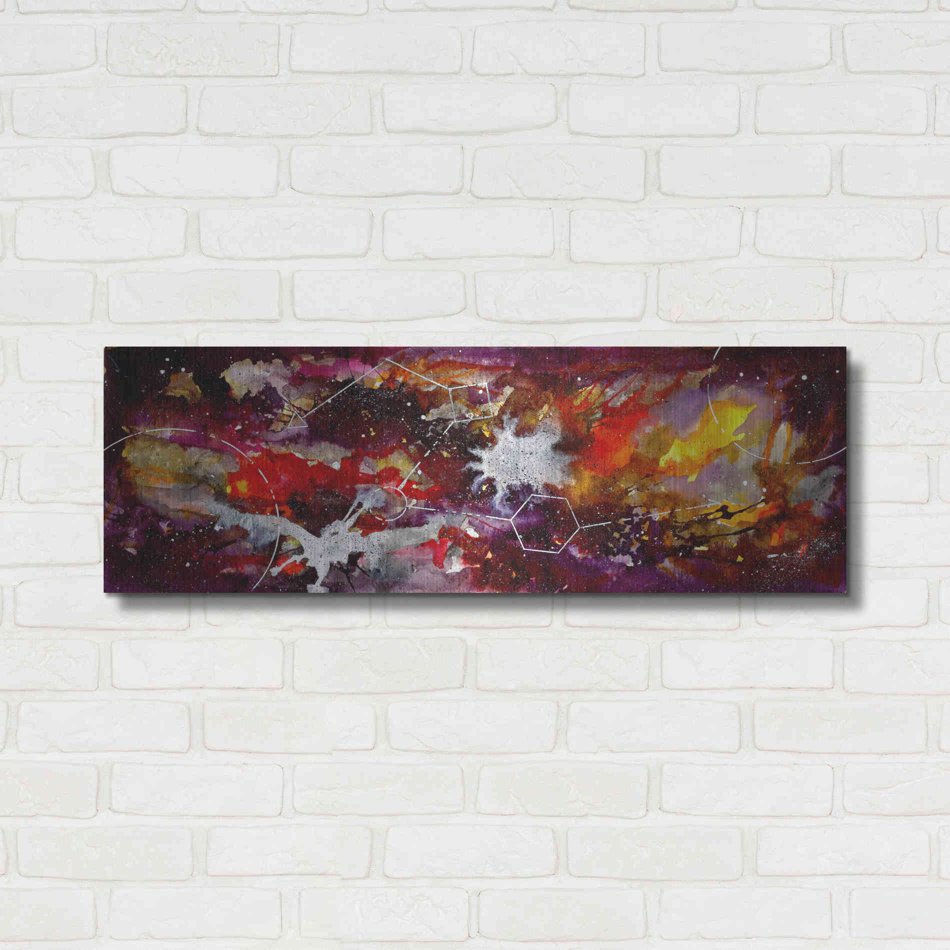 Luxe Metal Art 'Watercolor Nebula Burgundy' by Craig Snodgrass, Metal Wall Art,36x12