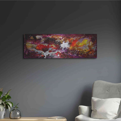 Luxe Metal Art 'Watercolor Nebula Burgundy' by Craig Snodgrass, Metal Wall Art,36x12