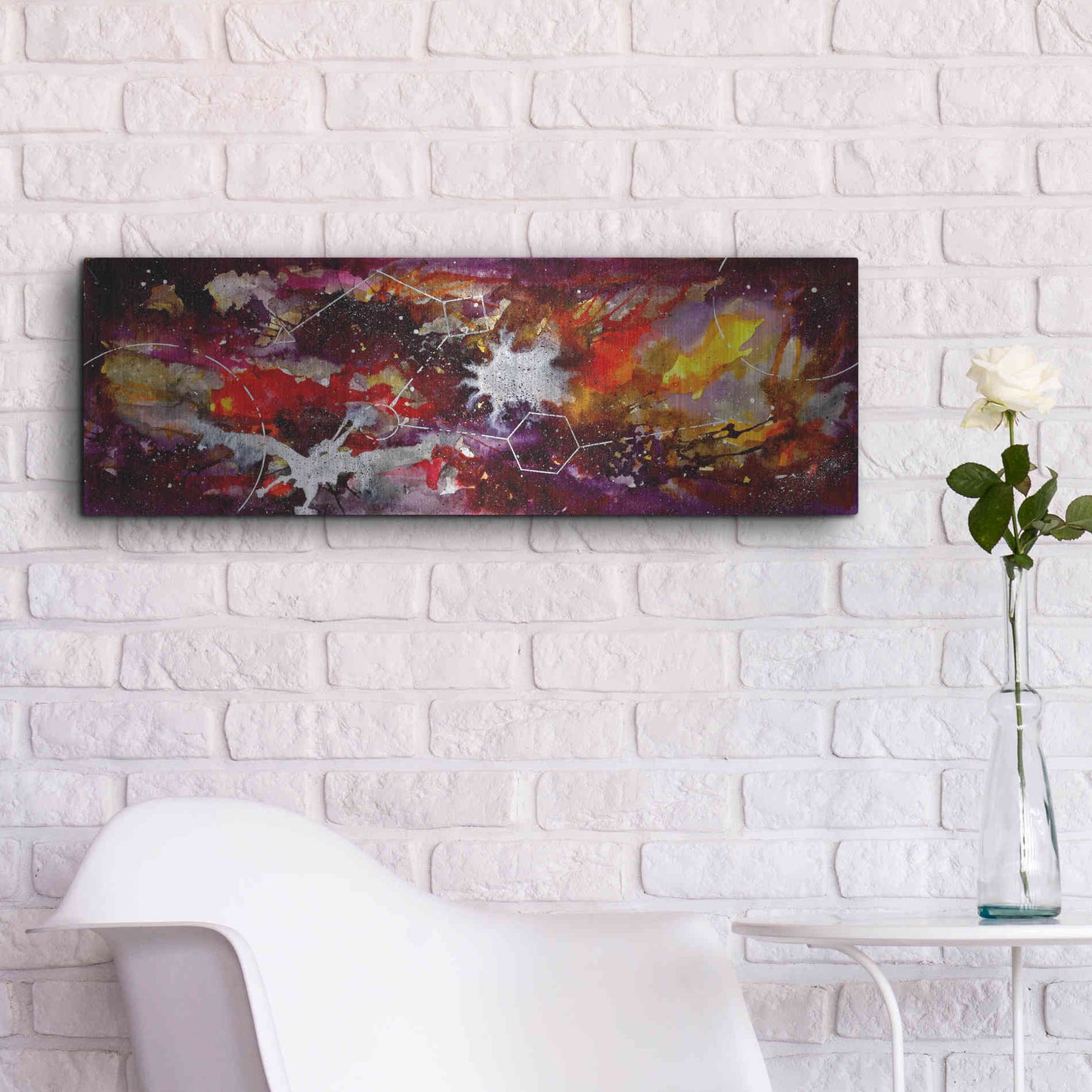 Luxe Metal Art 'Watercolor Nebula Burgundy' by Craig Snodgrass, Metal Wall Art,36x12