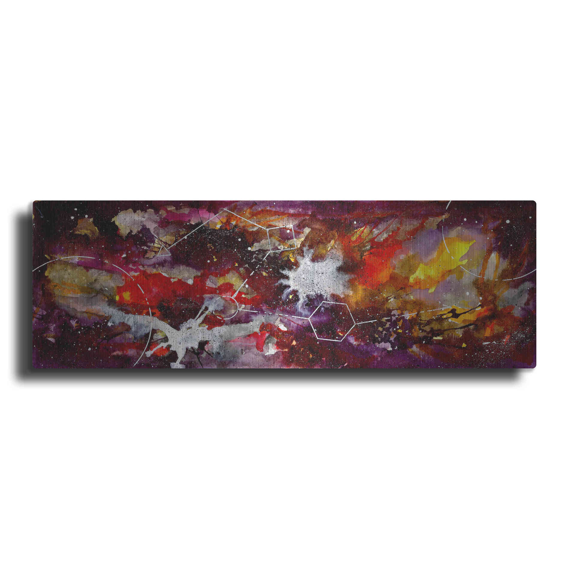 Luxe Metal Art 'Watercolor Nebula Burgundy' by Craig Snodgrass, Metal Wall Art,3:1 L